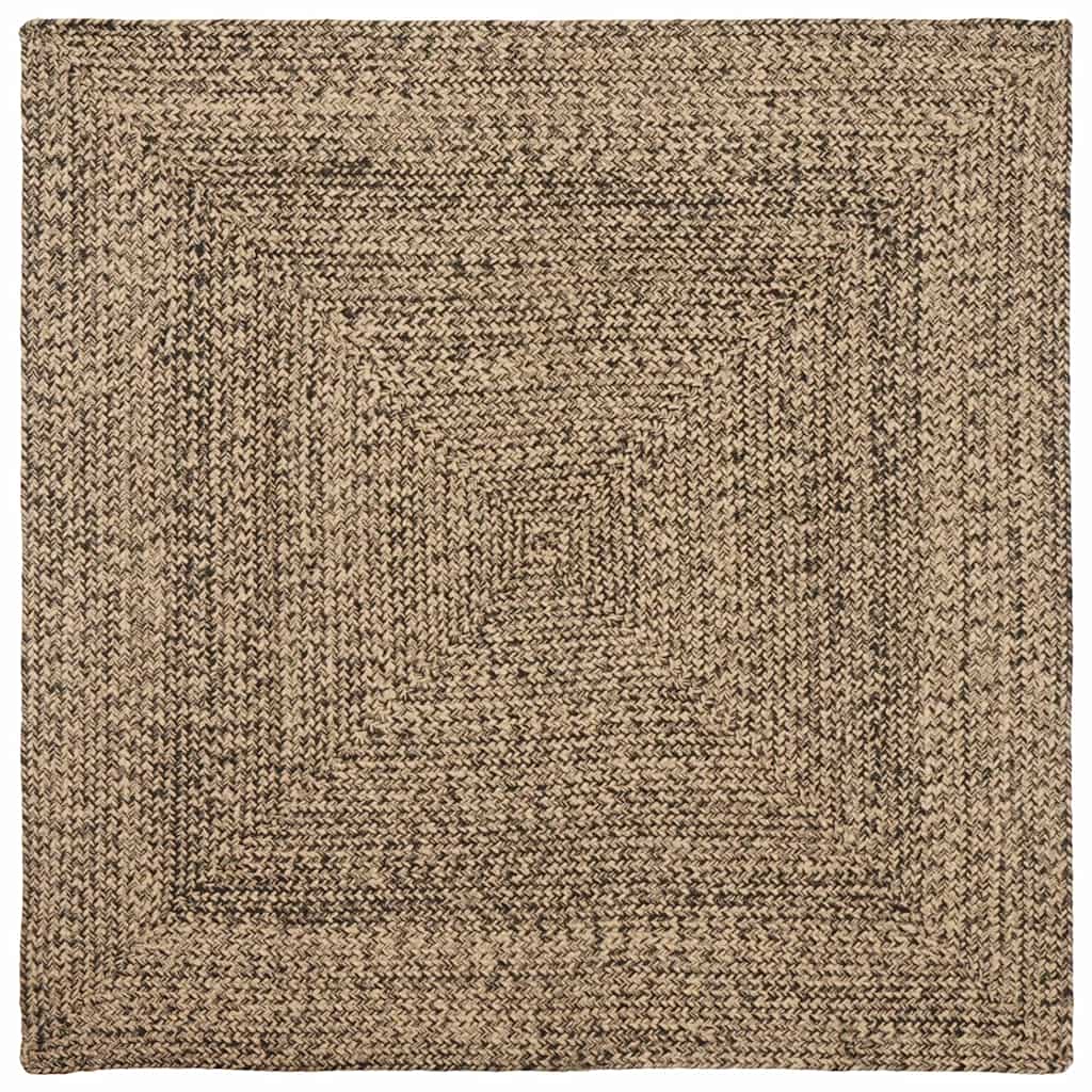 Tappeto da Area Naturale e Nero 120 x 120 cm Juta