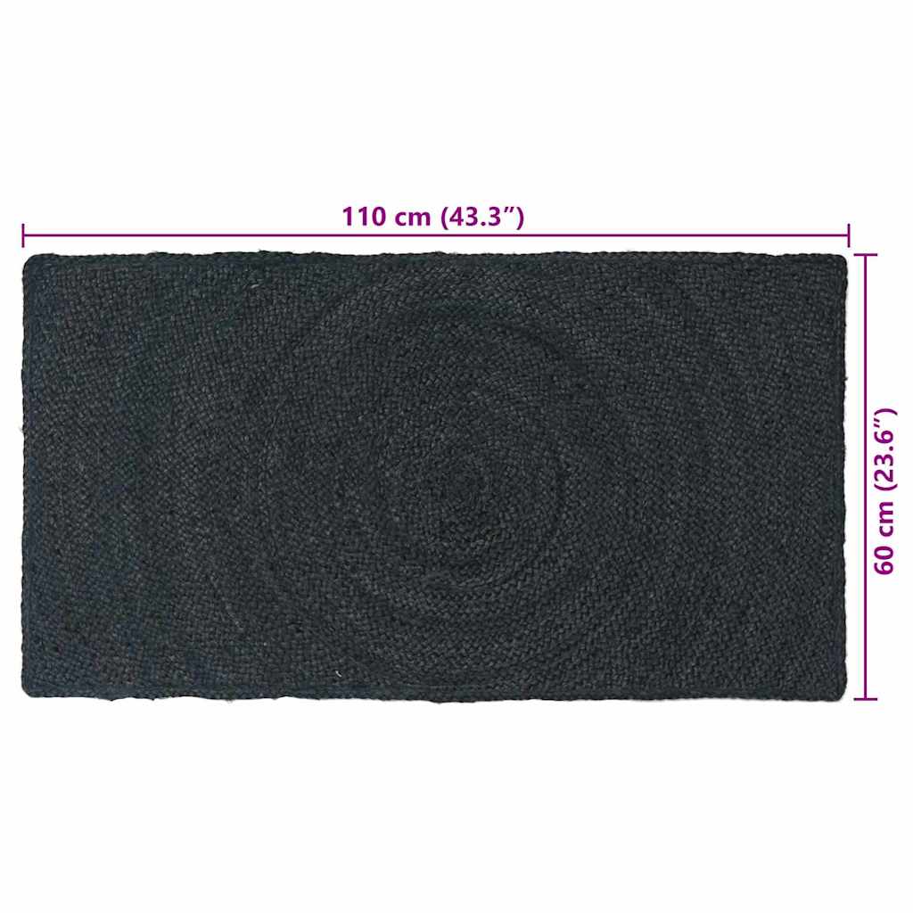 Tappeti per area Grigio Scuro 60 x 110 cm Juta