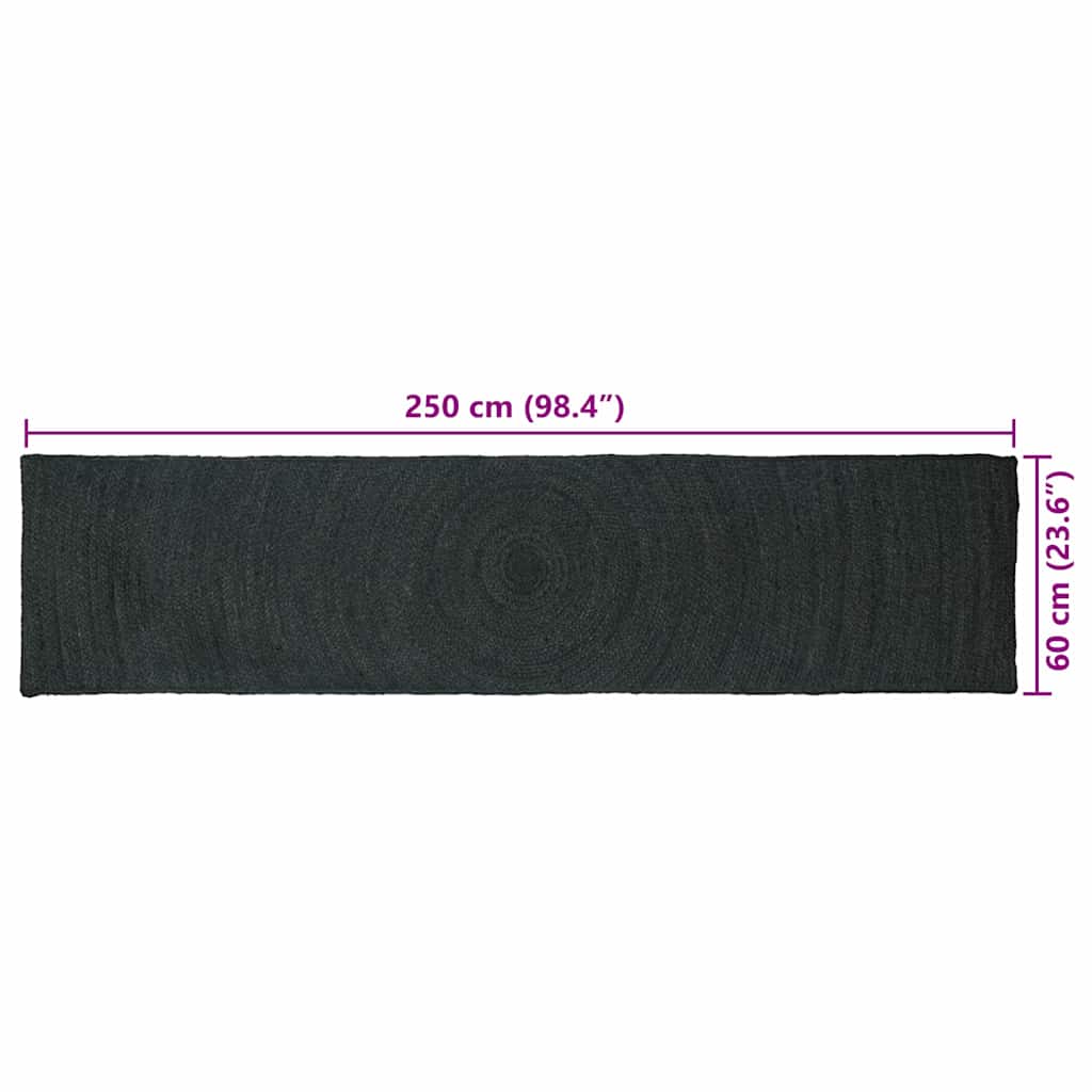 Tappeti per area Grigio Scuro 60 x 250 cm Juta