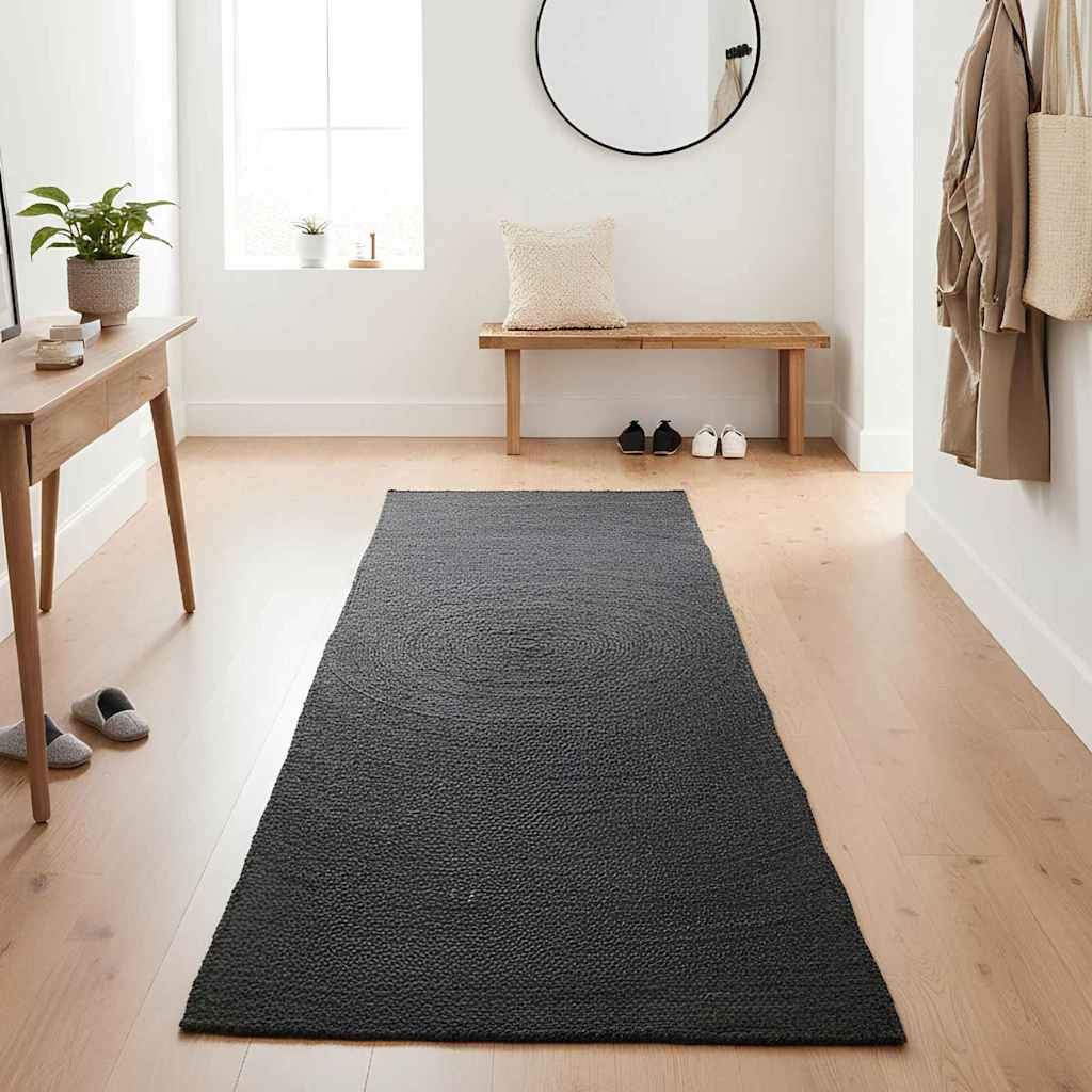 Tappeti per area Grigio Scuro 80 x 150 cm Juta