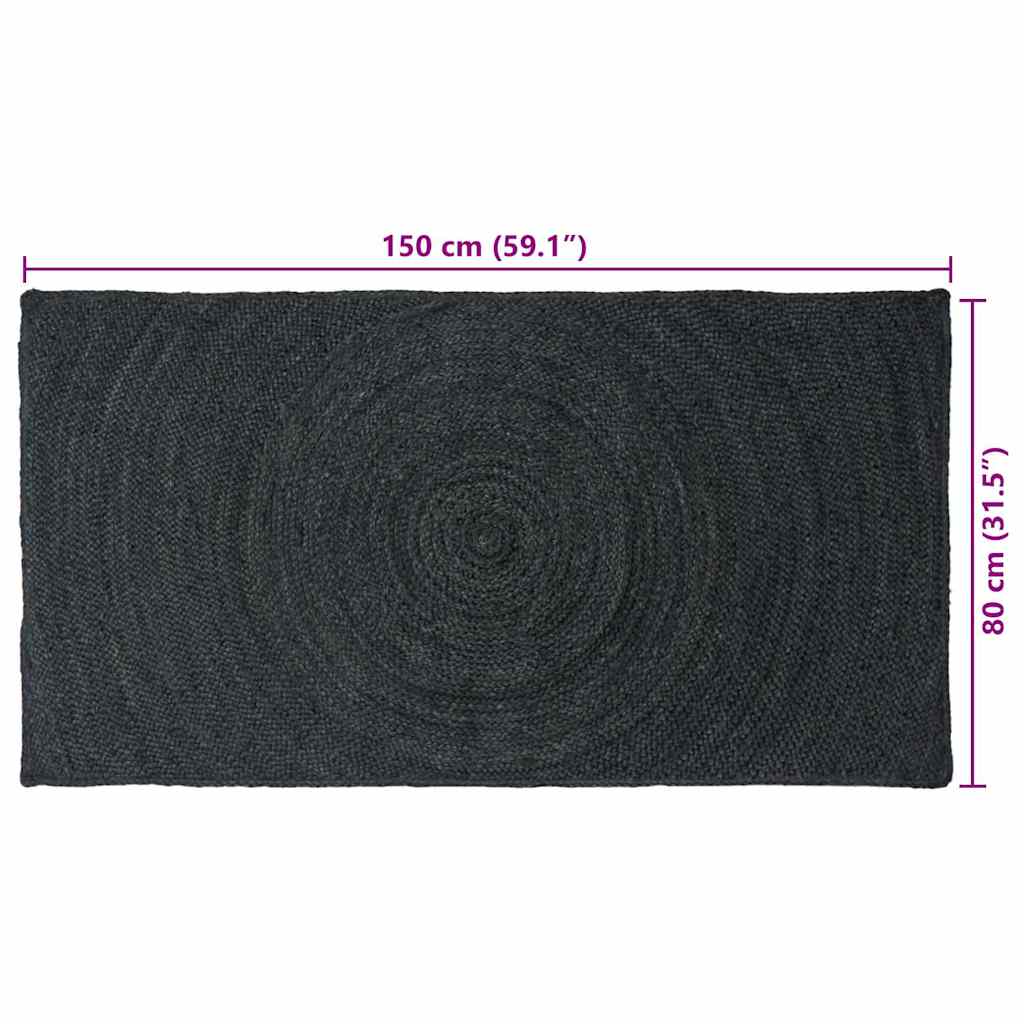 Tappeti per area Grigio Scuro 80 x 150 cm Juta