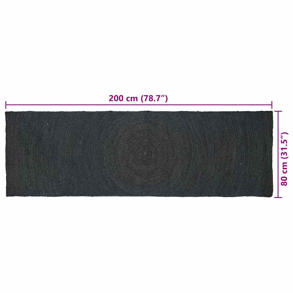 Tappeti per area Grigio Scuro 80 x 200 cm Juta