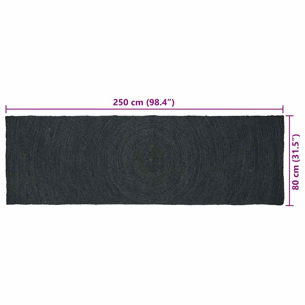 Tappeti per area Grigio Scuro 80 x 250 cm Juta