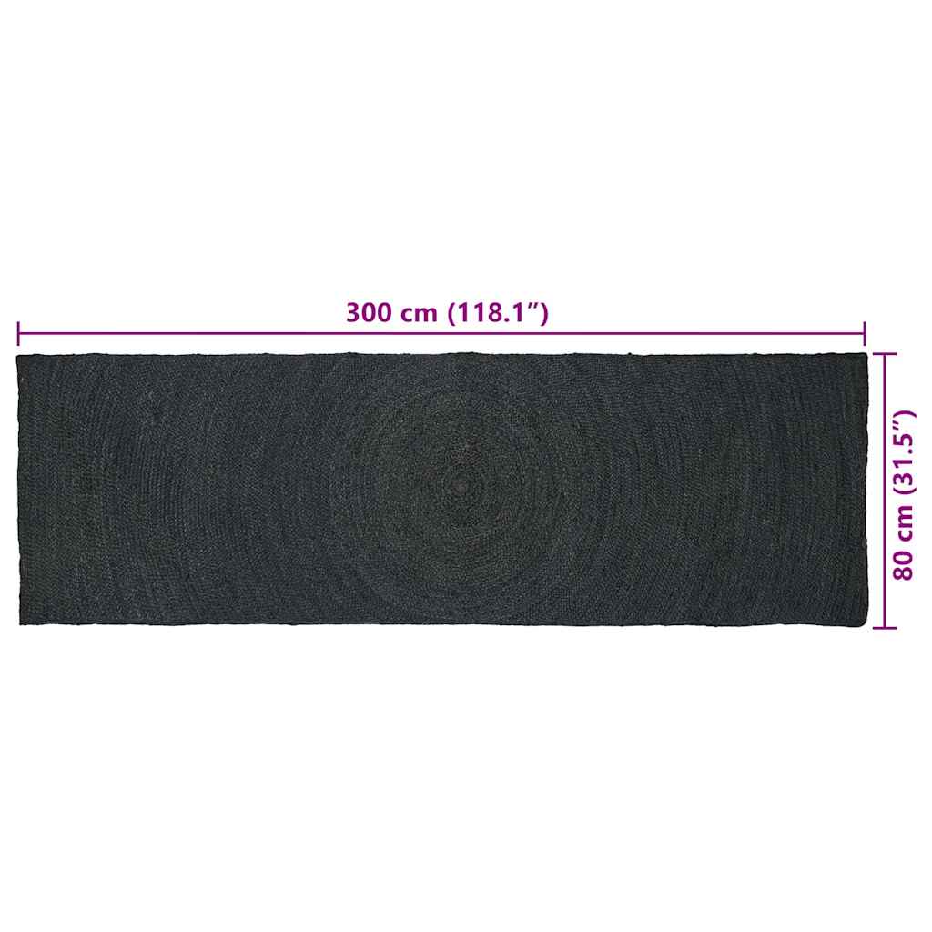 Tappeti per area Grigio Scuro 80 x 300 cm Juta
