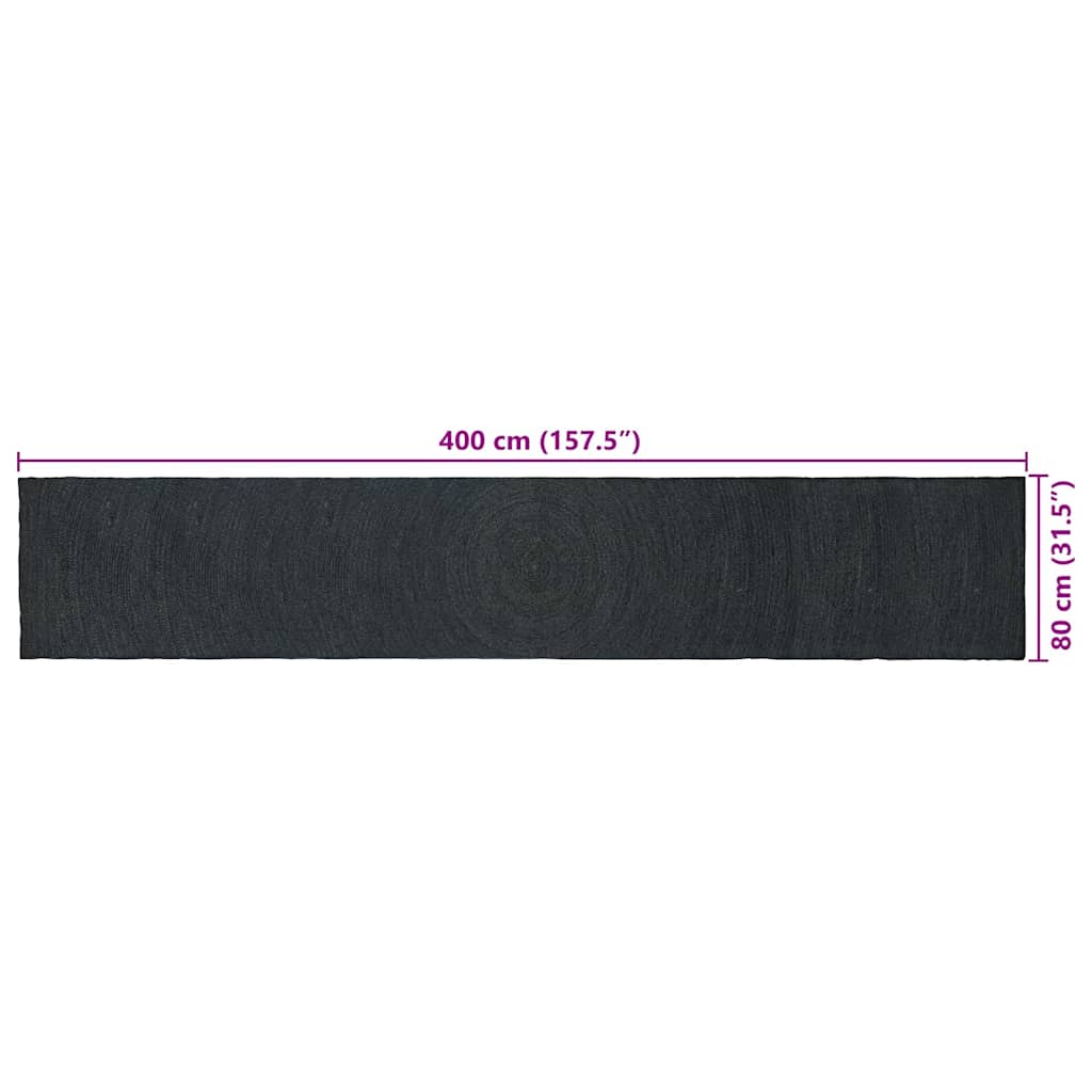 Tappeto da Area Grigio Scuro 80 x 400 cm Juta