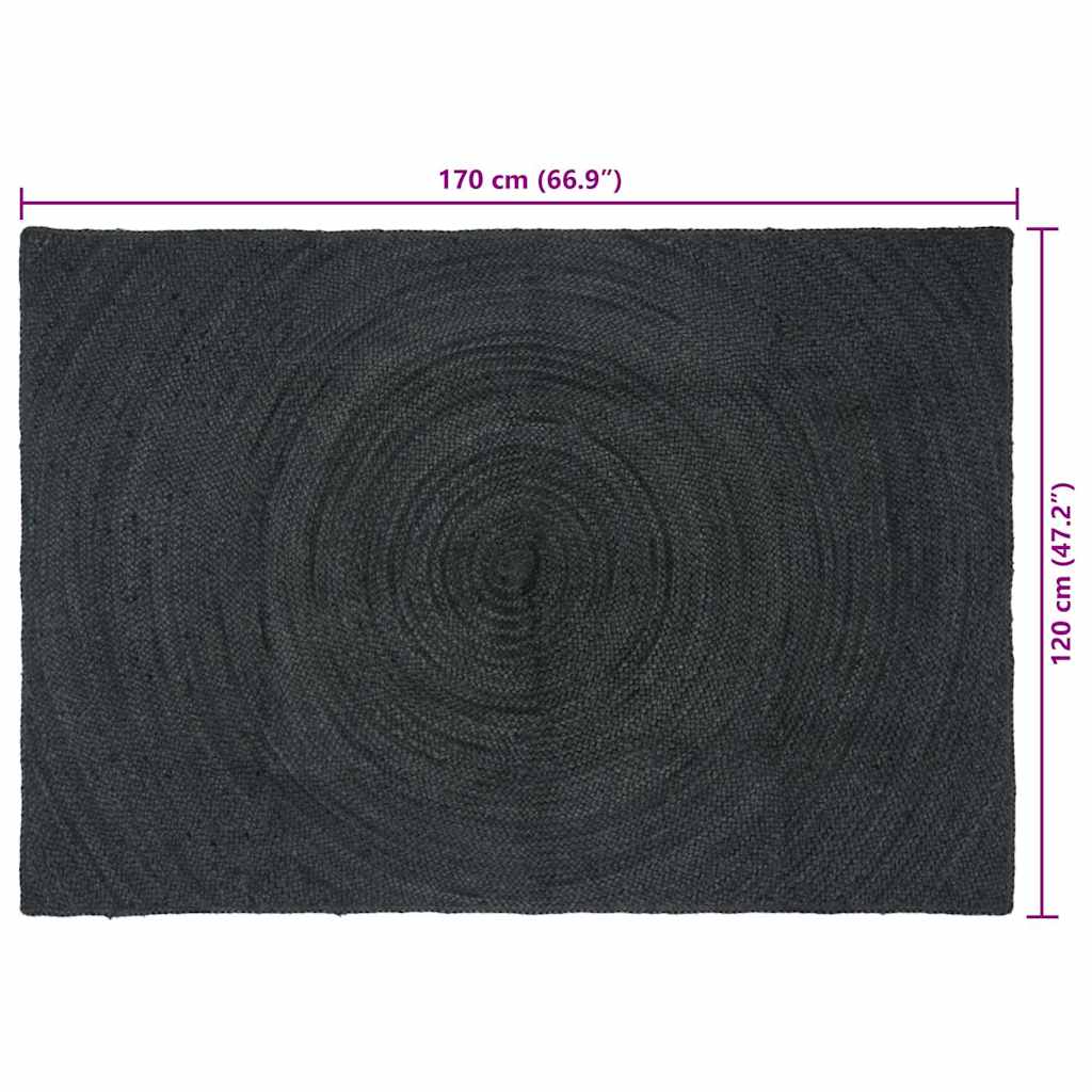 Tappeti per area Grigio Scuro 120 x 170 cm Juta