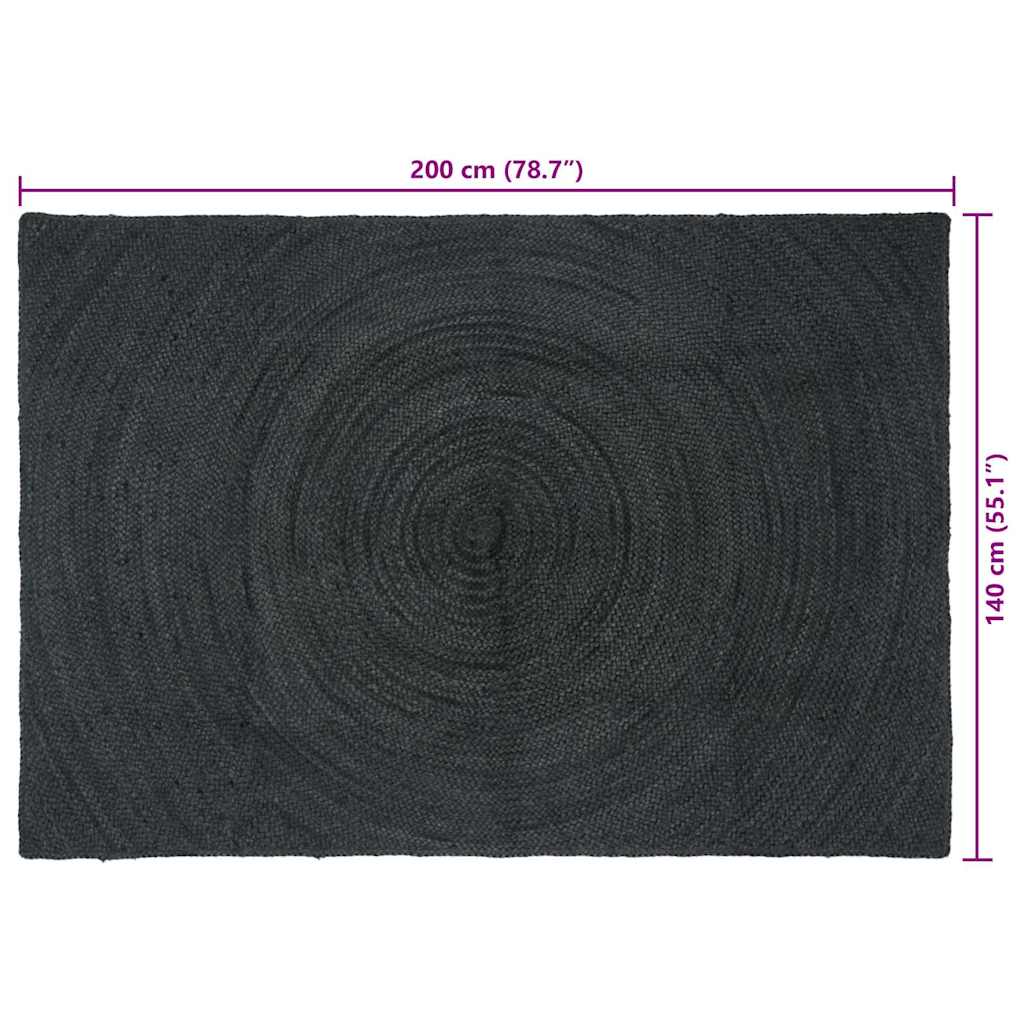 Tappeti per area Grigio Scuro 140 x 200 cm Juta
