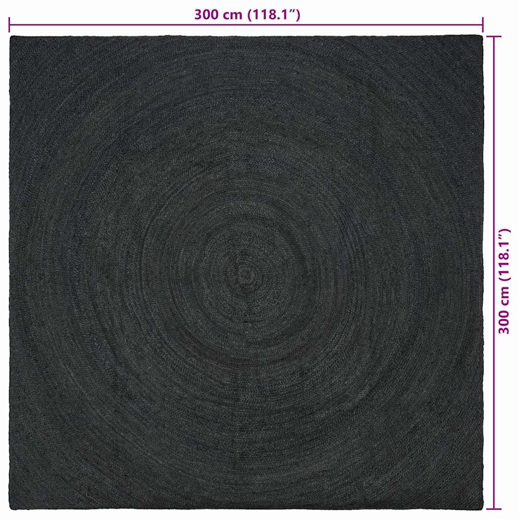 Tappeti per area Grigio Scuro 300 x 300 cm Juta