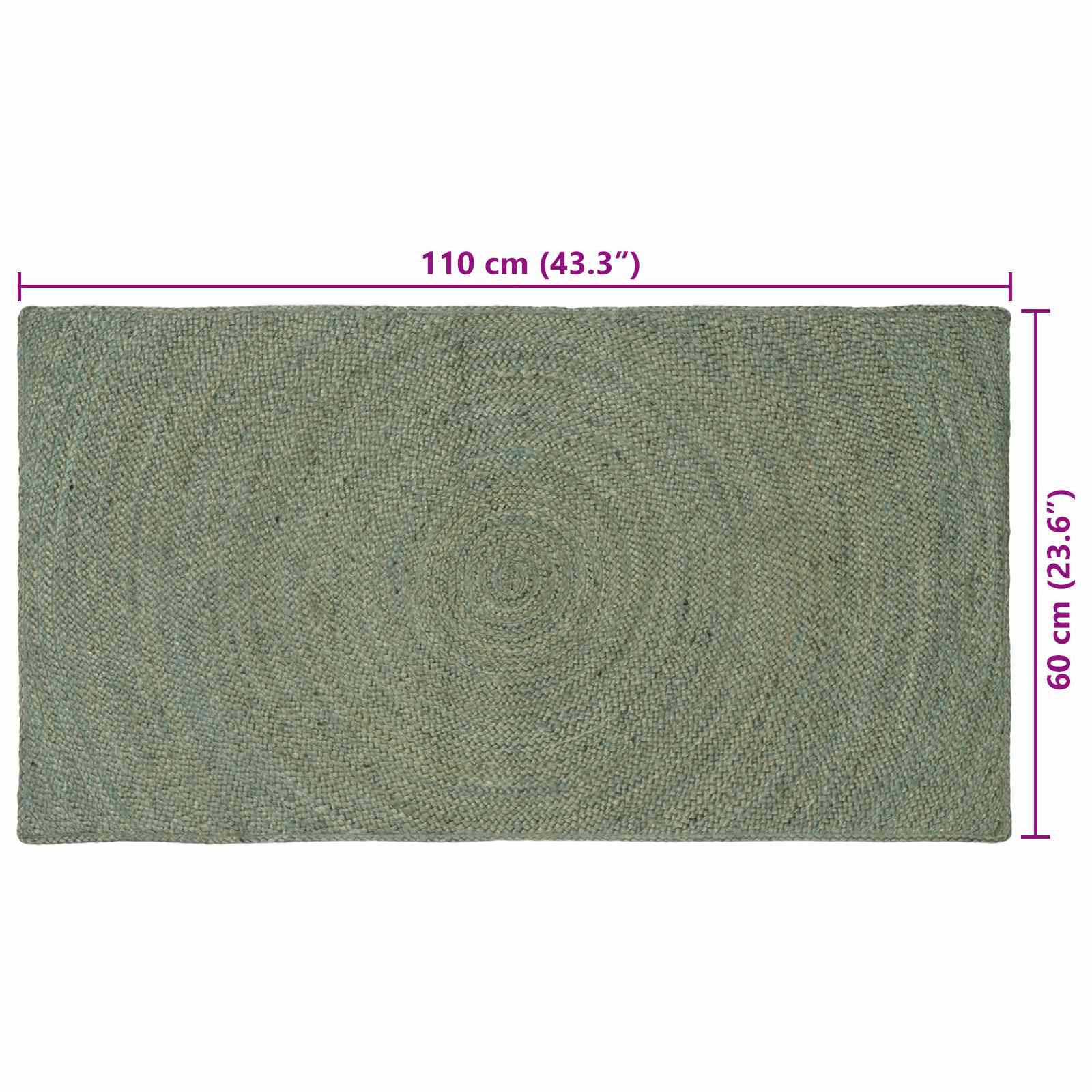 Tappeti per area Verde Oliva 60 x 110 cm Juta