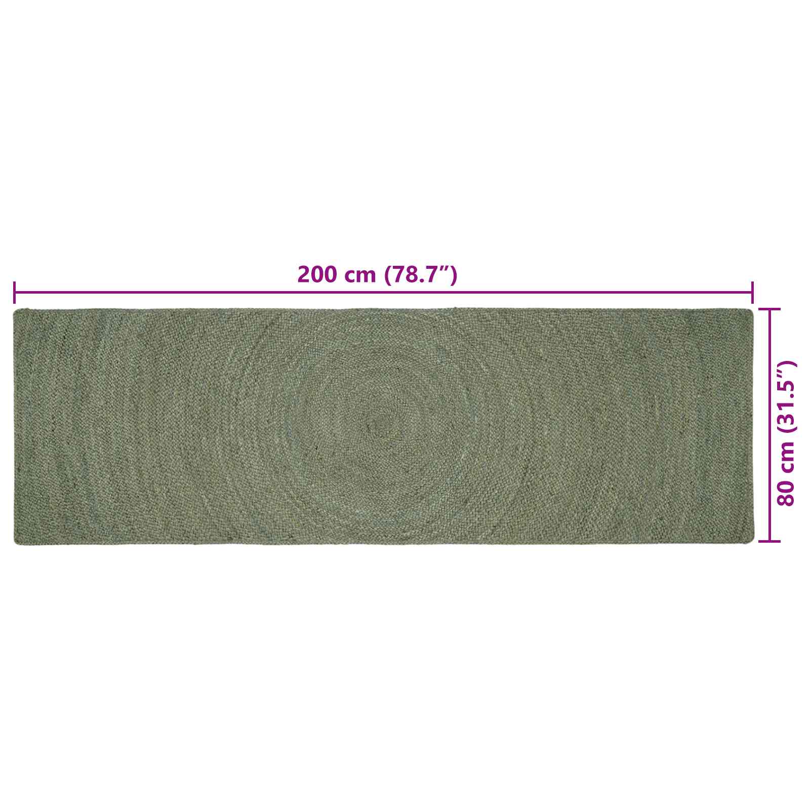 Tappeti per area Verde Oliva 80 x 200 cm Juta