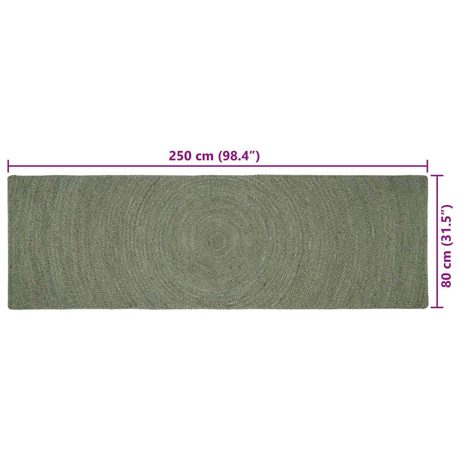 Tappeti per area Verde Oliva 80 x 250 cm Juta