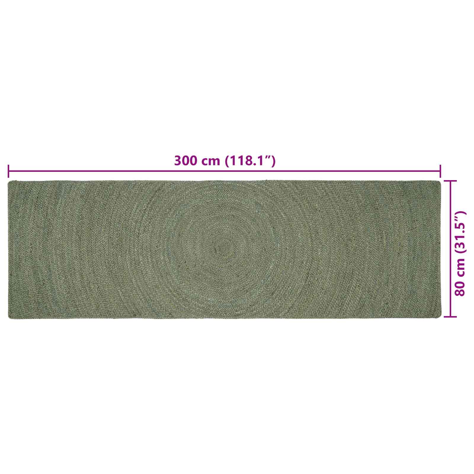 Tappeti per area Verde Oliva 80 x 300 cm Juta