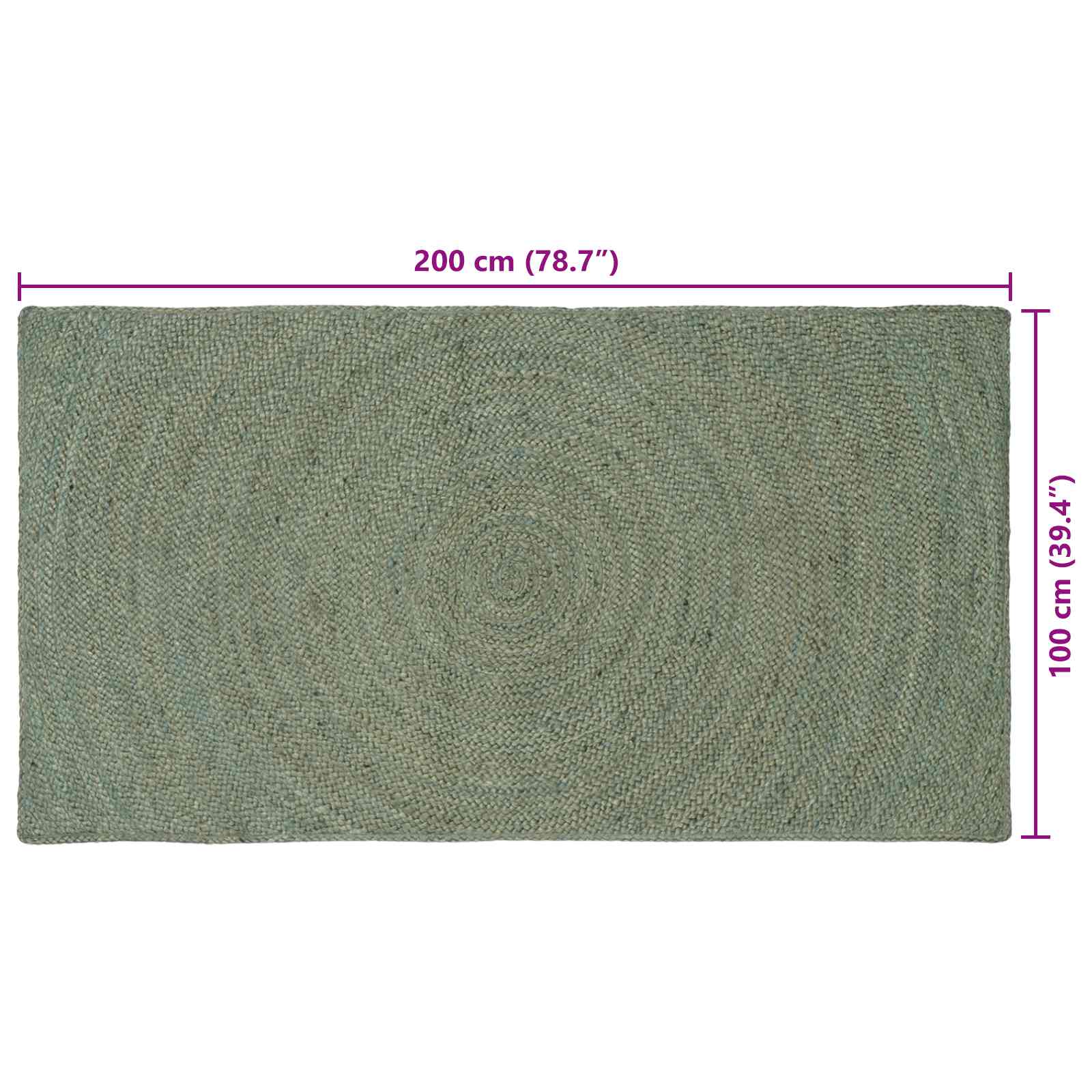 Tappeti per area Verde Oliva 100 x 200 cm Juta