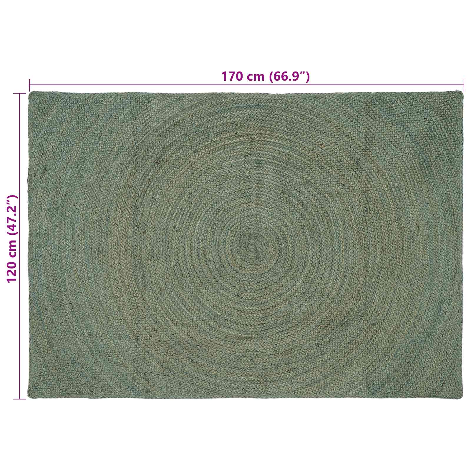 Tappeti per area Verde Oliva 120 x 170 cm Juta