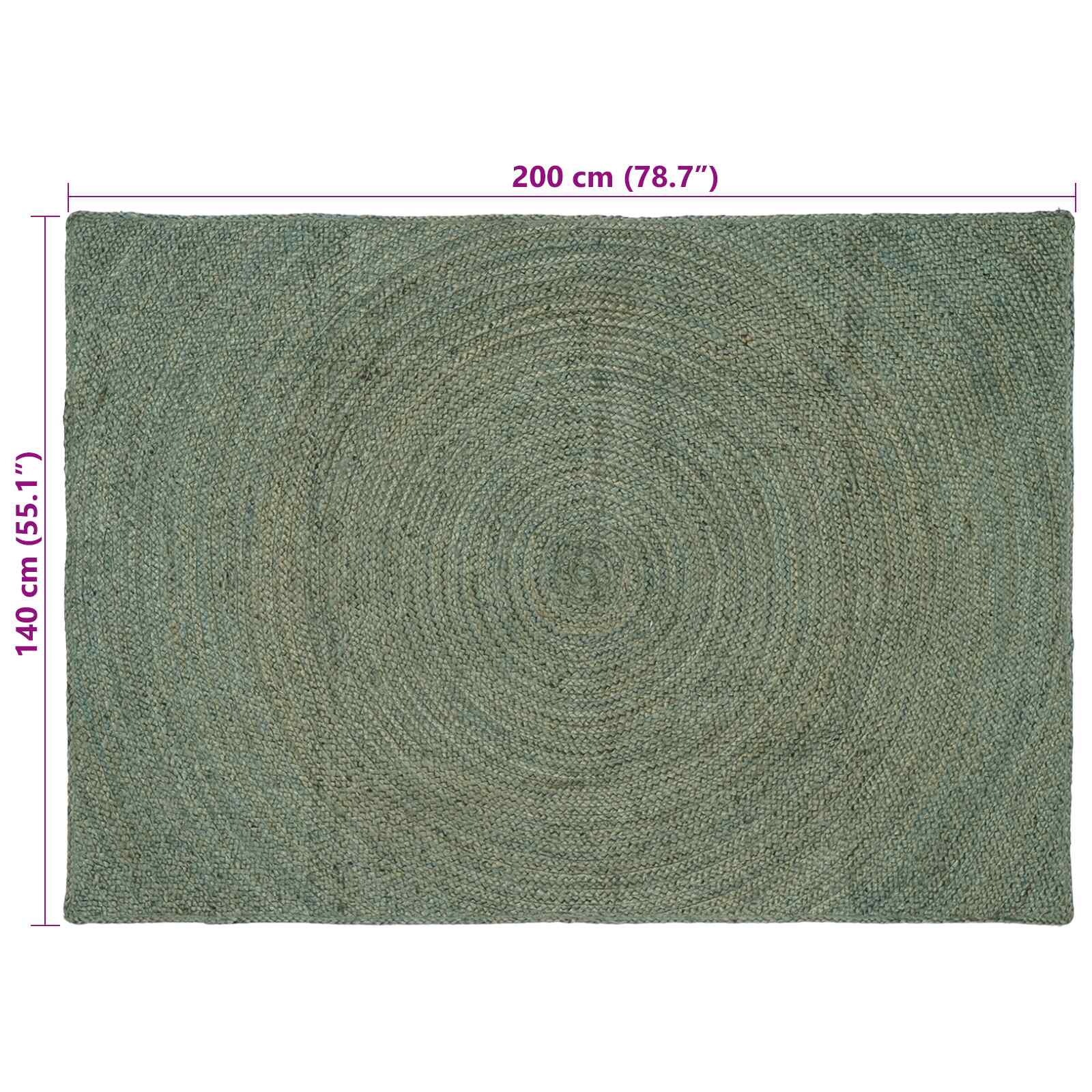 Tappeti per area Verde Oliva 140 x 200 cm Juta