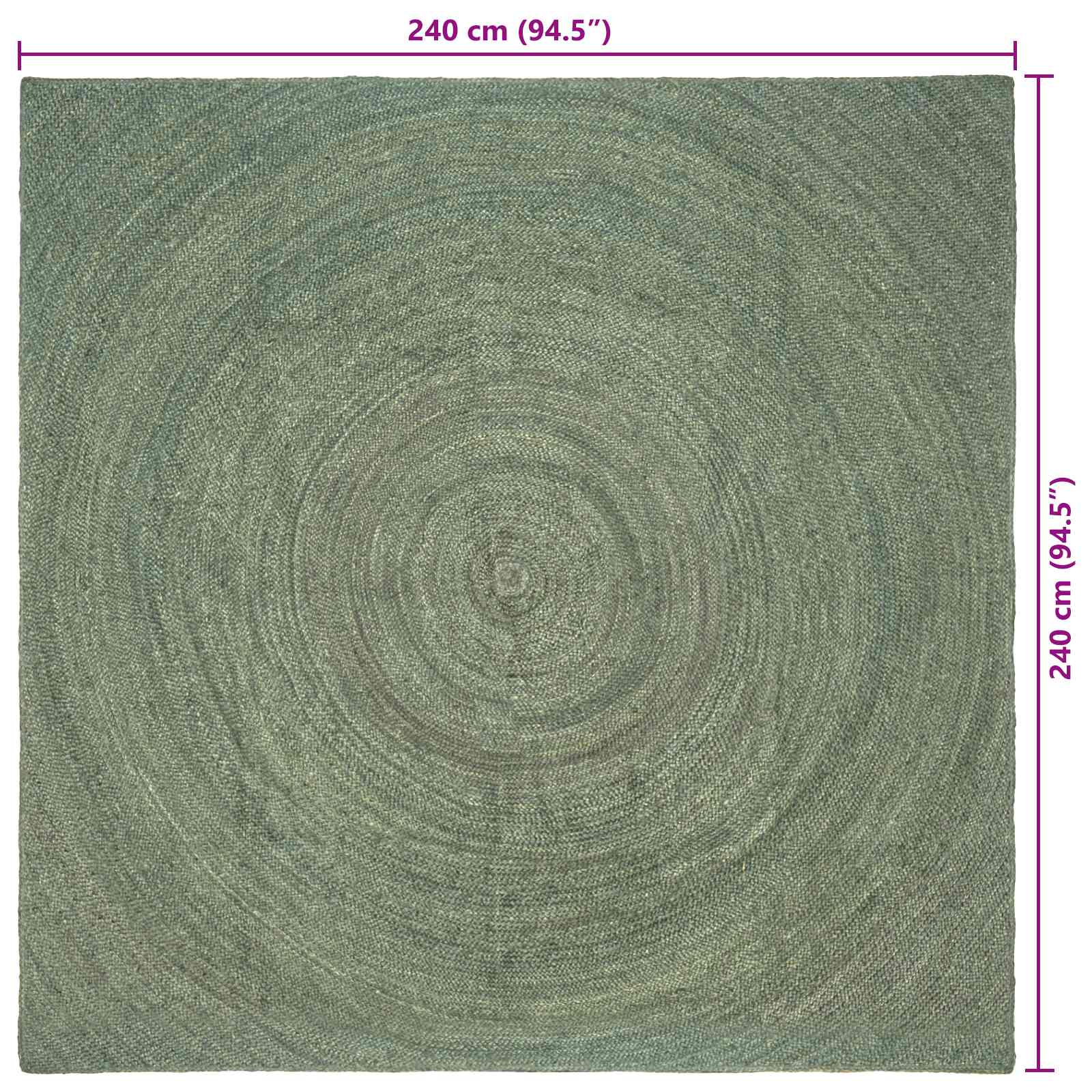 Tappeti per area Verde Oliva 240 x 240 cm Juta