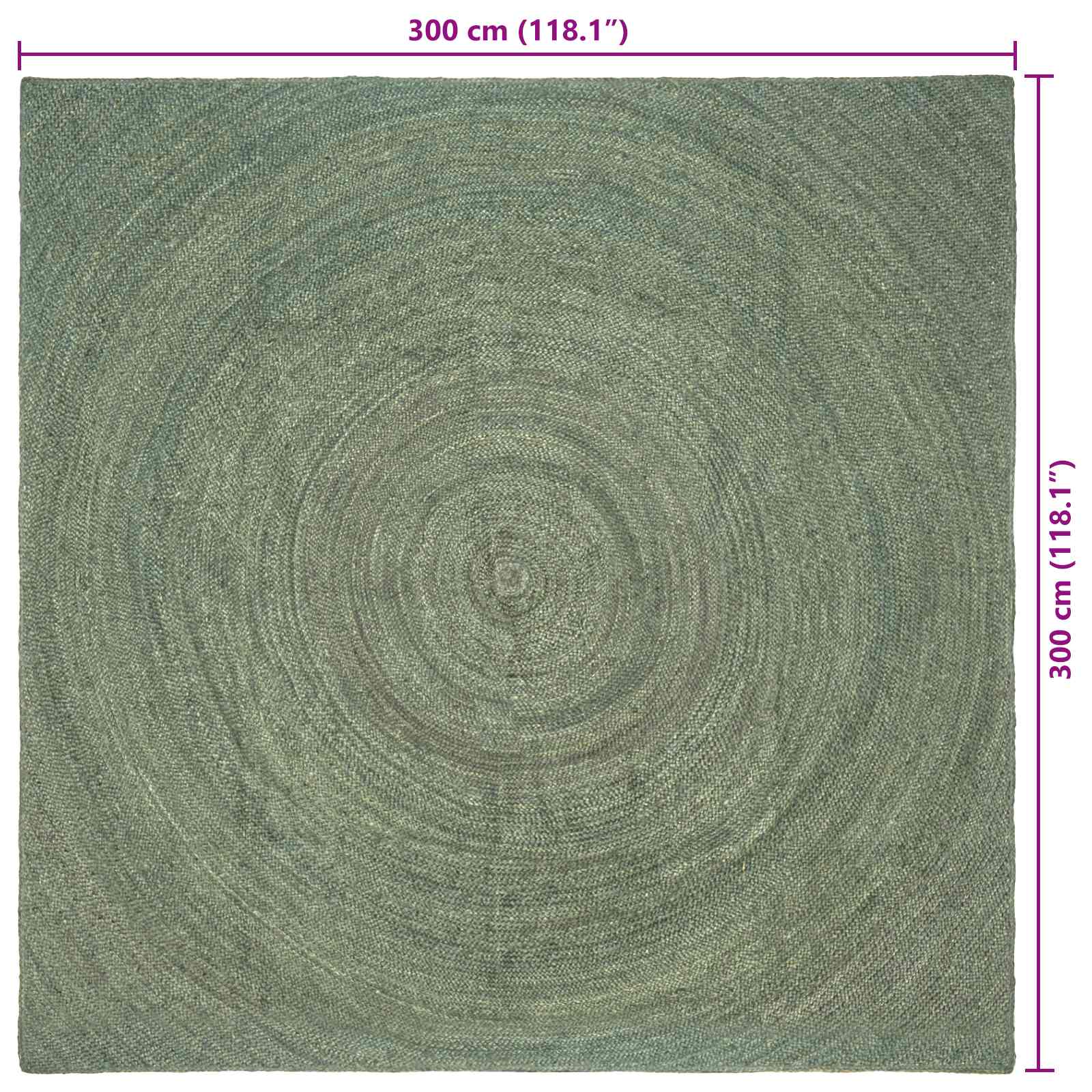 Tappeti per area Verde Oliva 300 x 300 cm Juta
