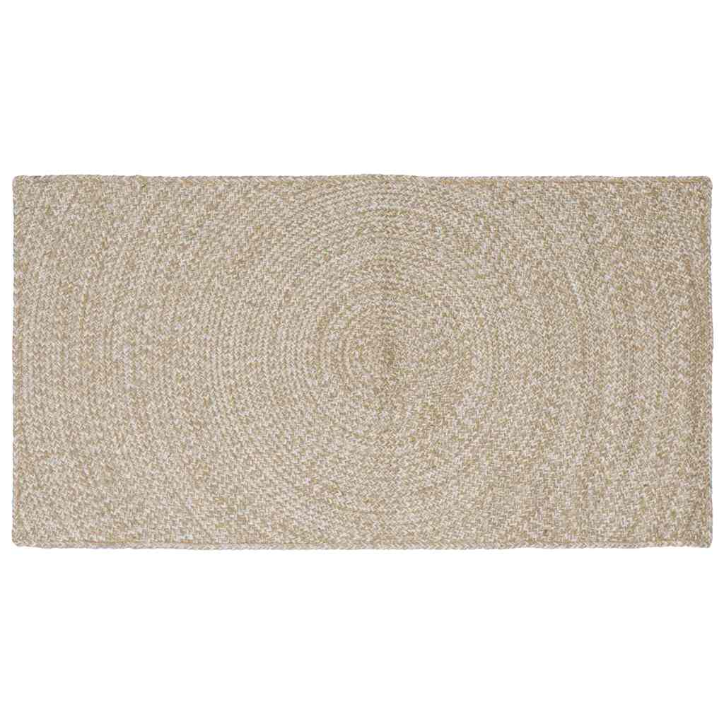 Tappeto da Area Naturale e Bianco 80 x 150 cm Juta