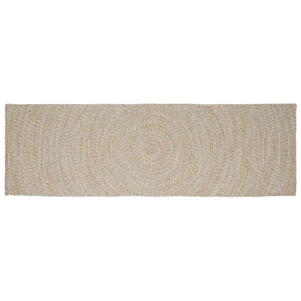 Tappeto da Area Naturale e Bianco 80 x 200 cm Juta