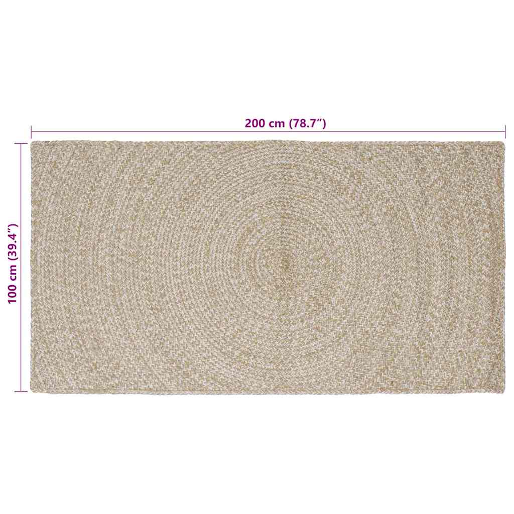 Tappeto da Area Naturale e Bianco 100 x 200 cm Juta