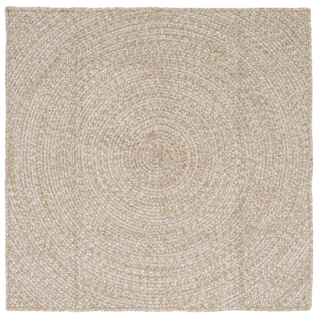 Tappeto da Area Naturale e Bianco 120 x 120 cm Juta