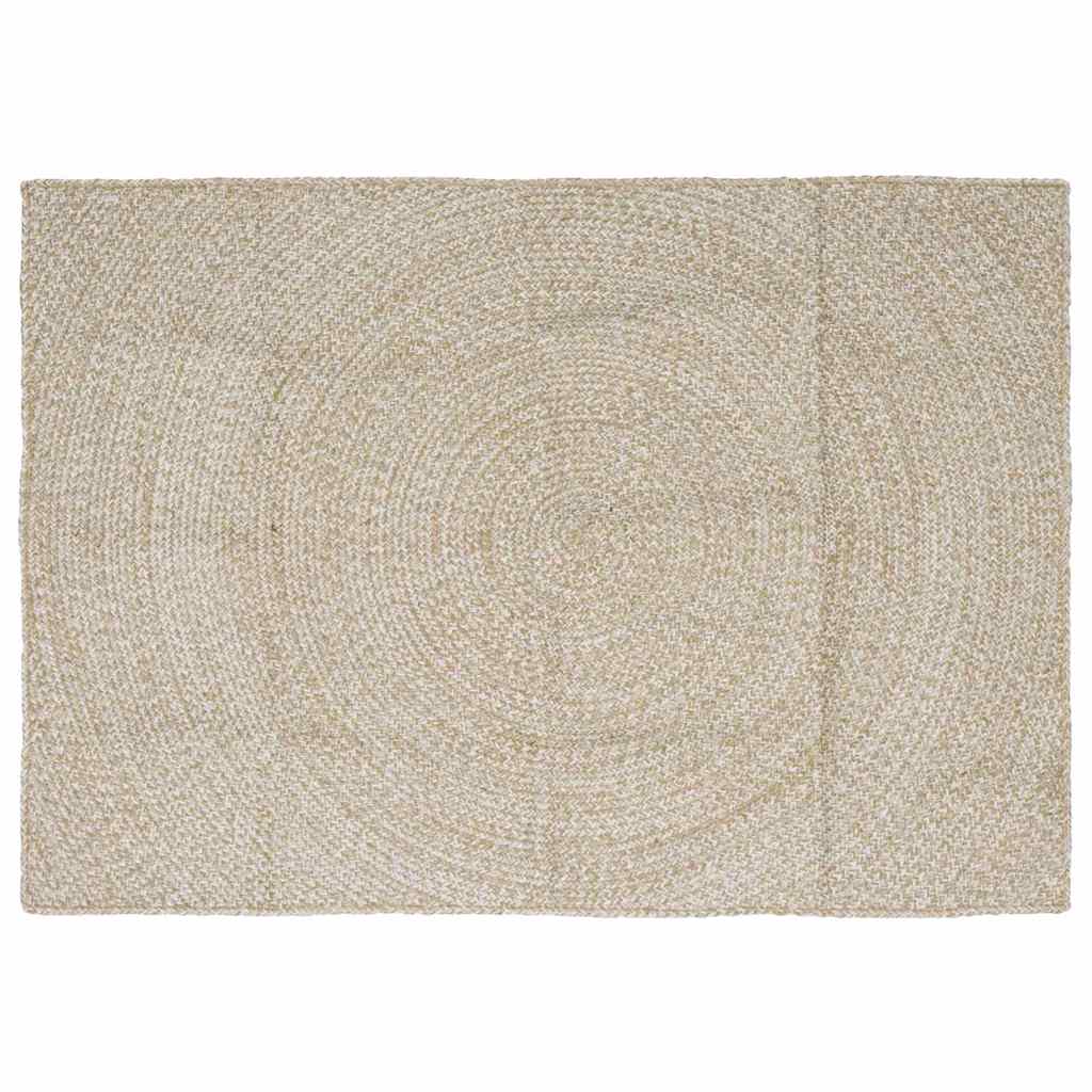 Tappeto da Area Naturale e Bianco 120 x 170 cm Juta