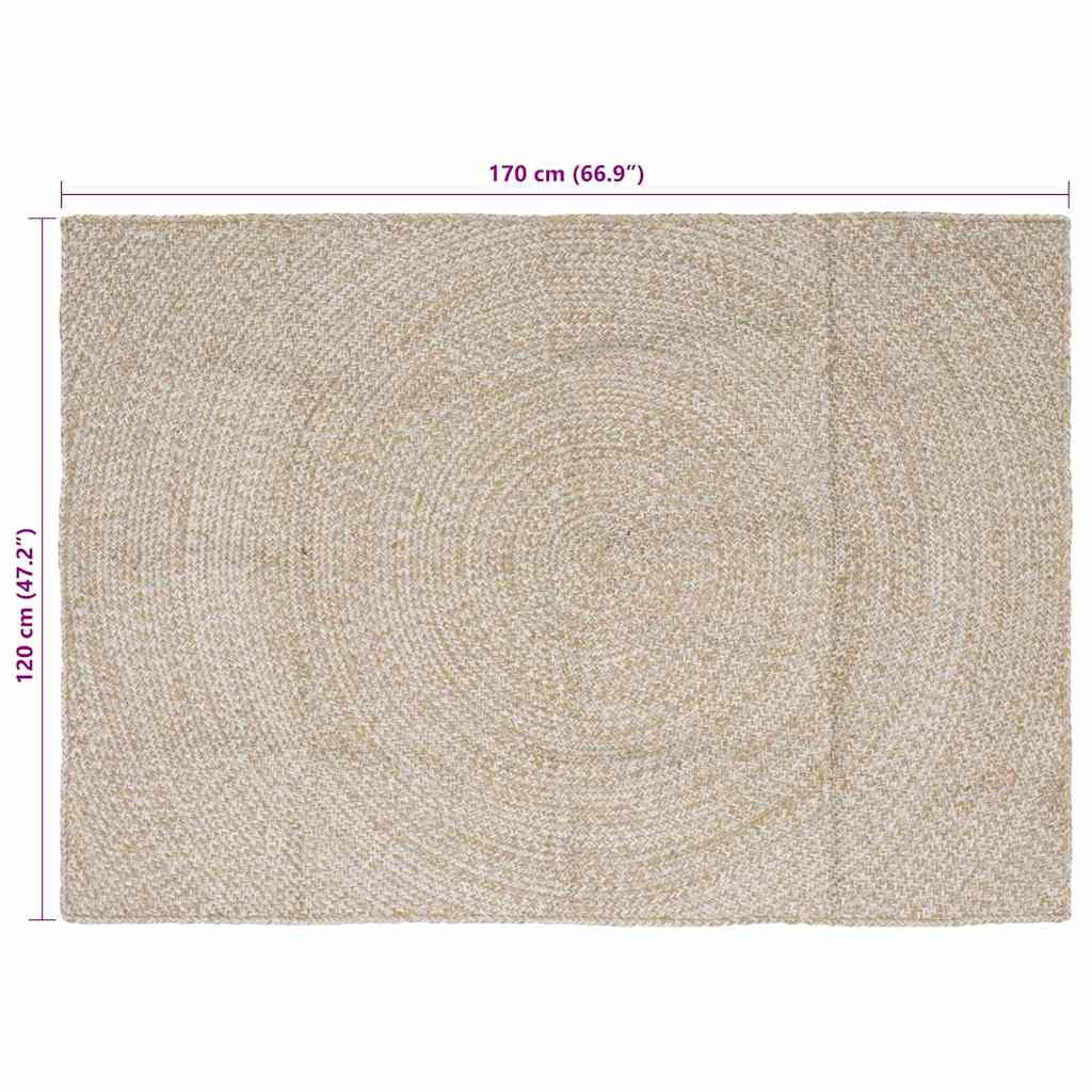 Tappeto da Area Naturale e Bianco 120 x 170 cm Juta