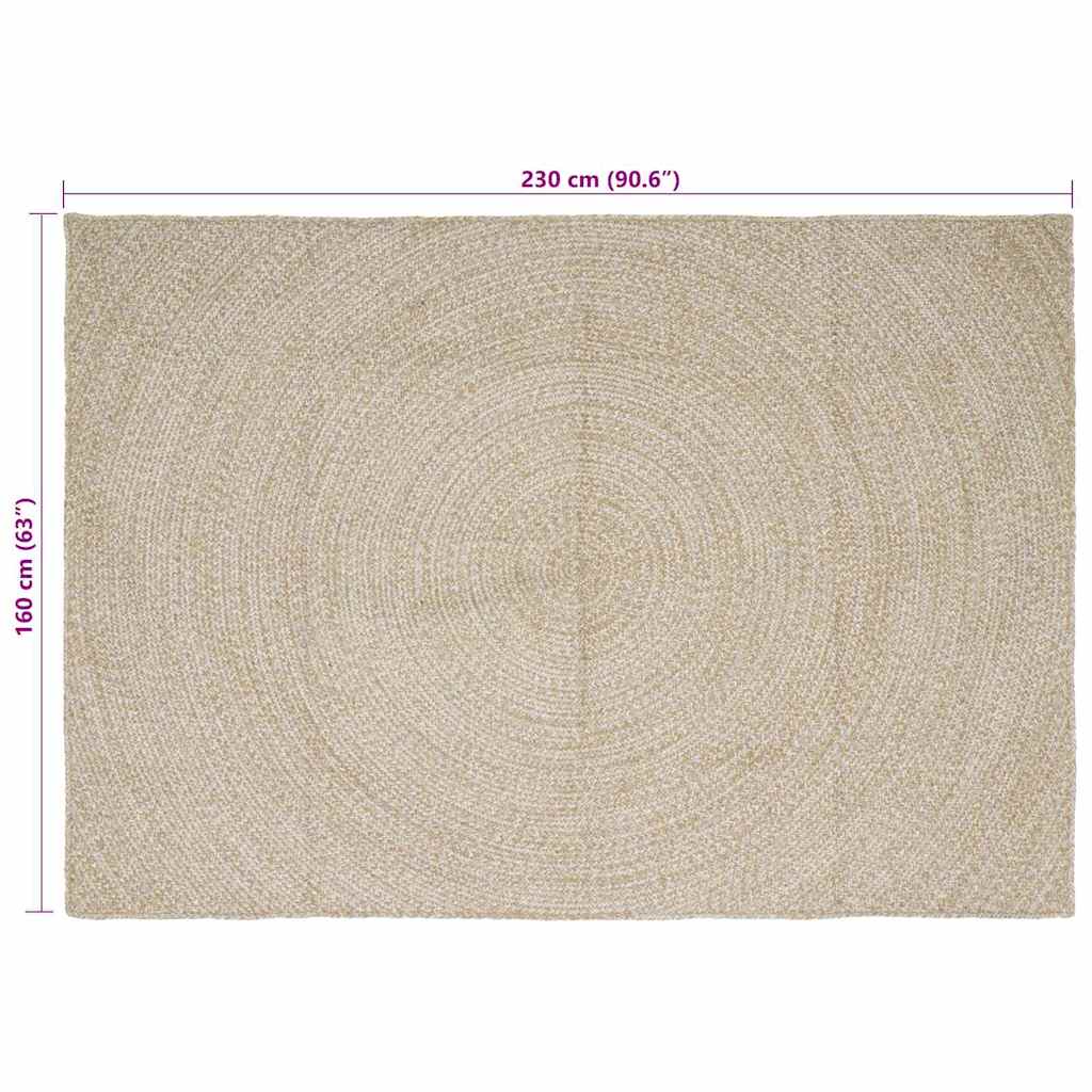 Tappeto da Area Naturale e Bianco 160 x 230 cm Juta