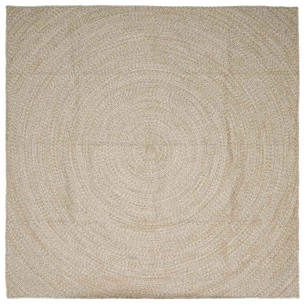 Tappeto da Area Naturale e Bianco 200 x 200 cm Juta