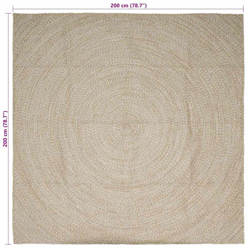 Tappeto da Area Naturale e Bianco 200 x 200 cm Juta