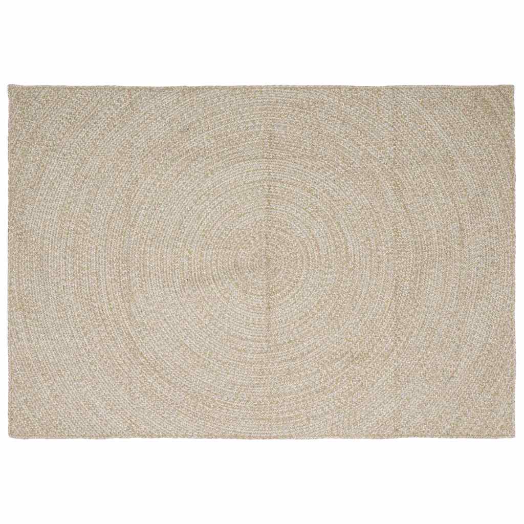 Tappeto da Area Naturale e Bianco 200 x 290 cm Juta