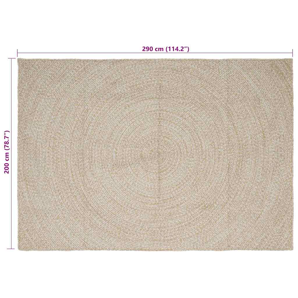 Tappeto da Area Naturale e Bianco 200 x 290 cm Juta