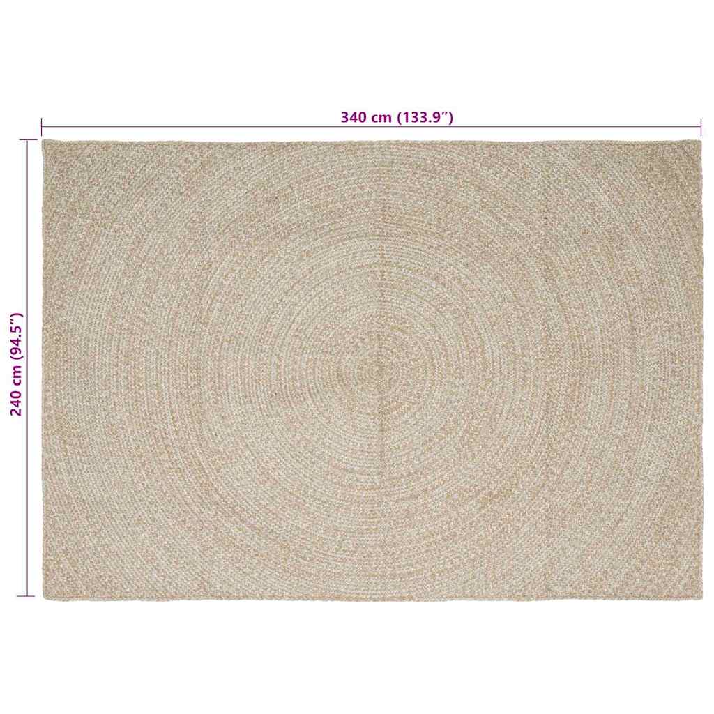 Tappeto da Area Naturale e Bianco 240 x 340 cm Juta