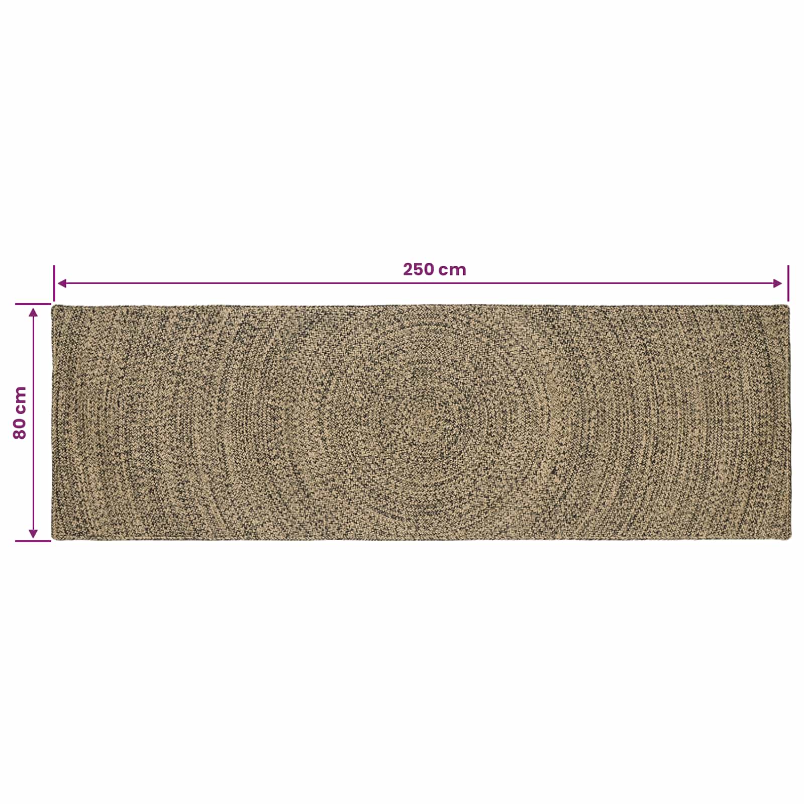 Tappeto da Area Naturale e Nero 80 x 250 cm Juta