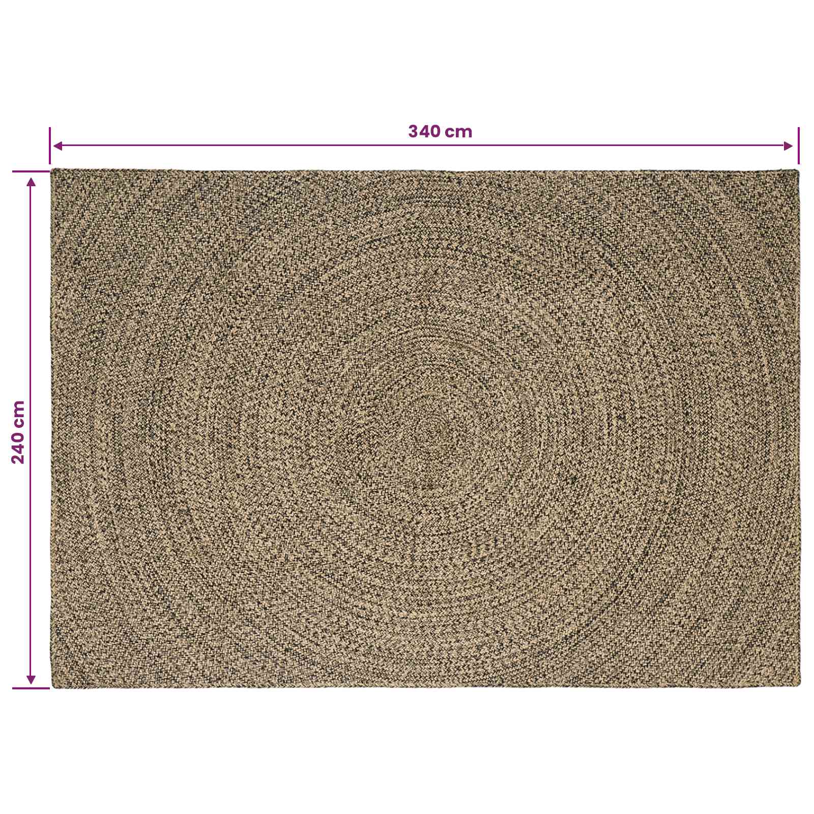 Tappeto da Area Naturale e Nero 240 x 340 cm Juta