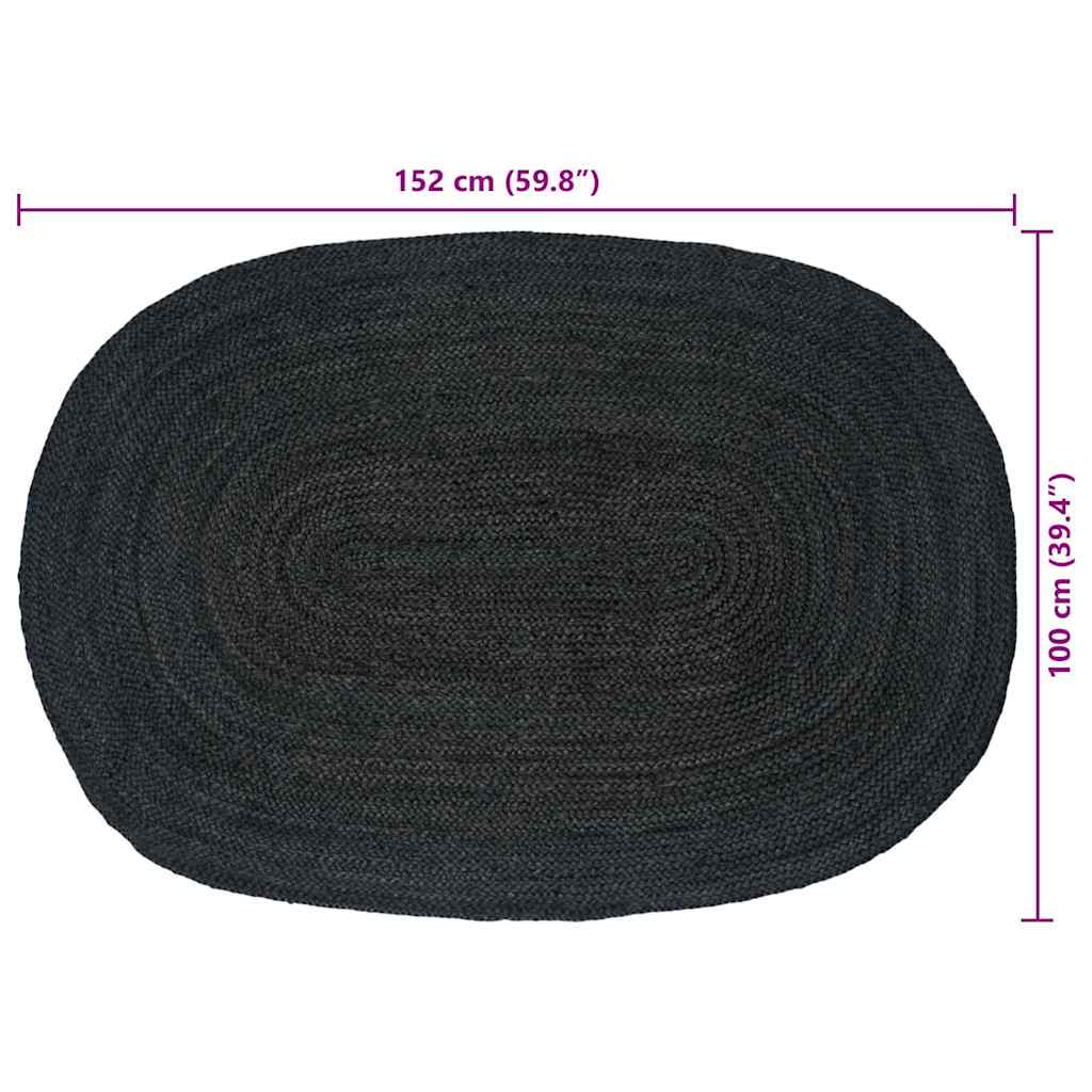 Tappeti per area Grigio Scuro 100 x 152 cm Juta
