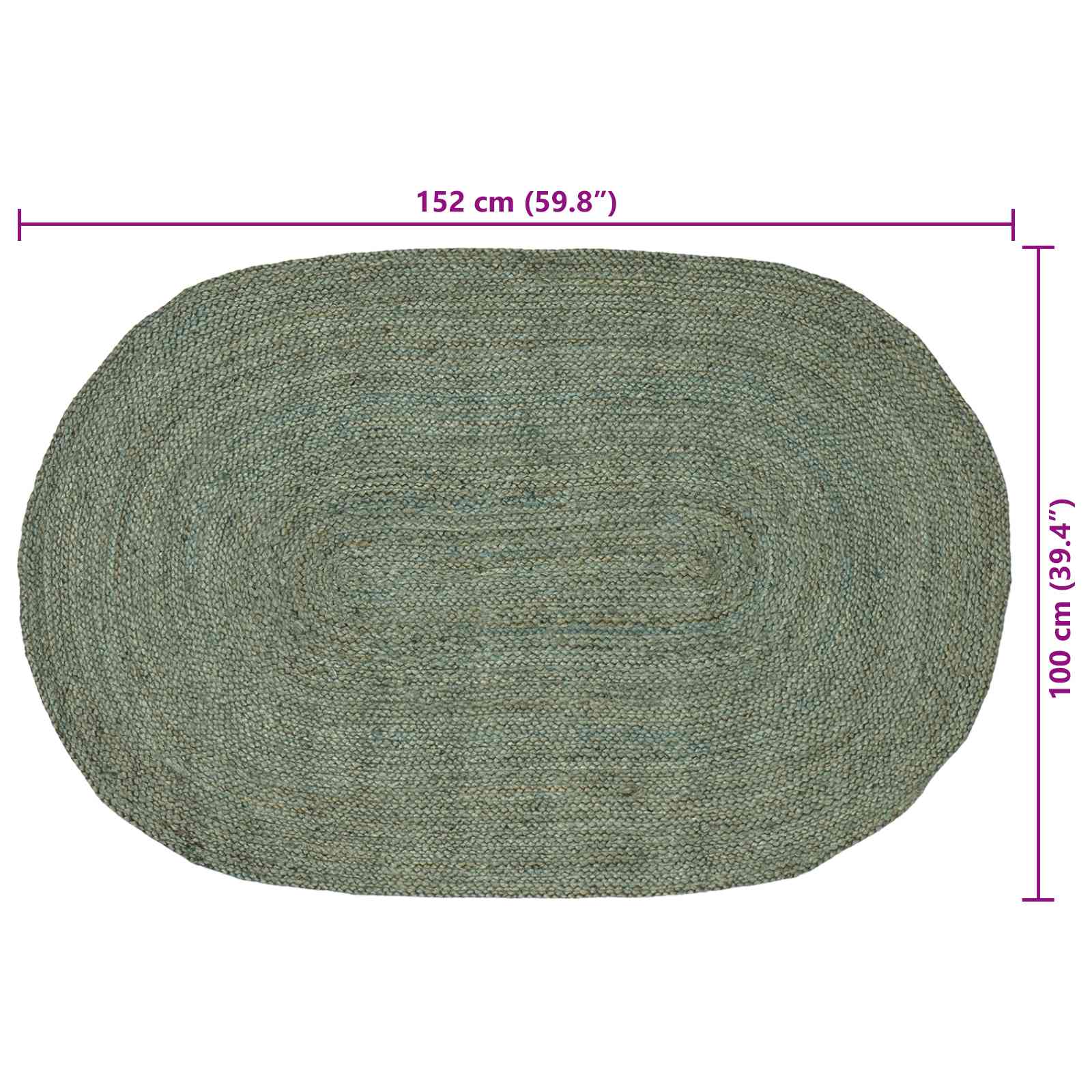 Tappeti per area Verde Oliva 100 x 152 cm Juta