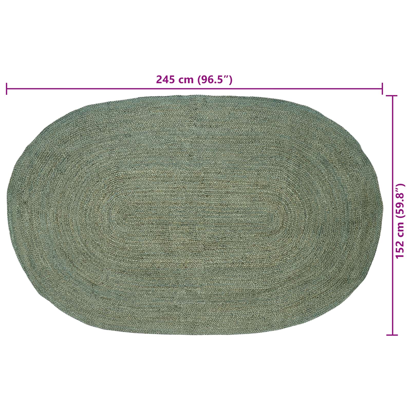 Tappeti per area Verde Oliva 152 x 245 cm Juta