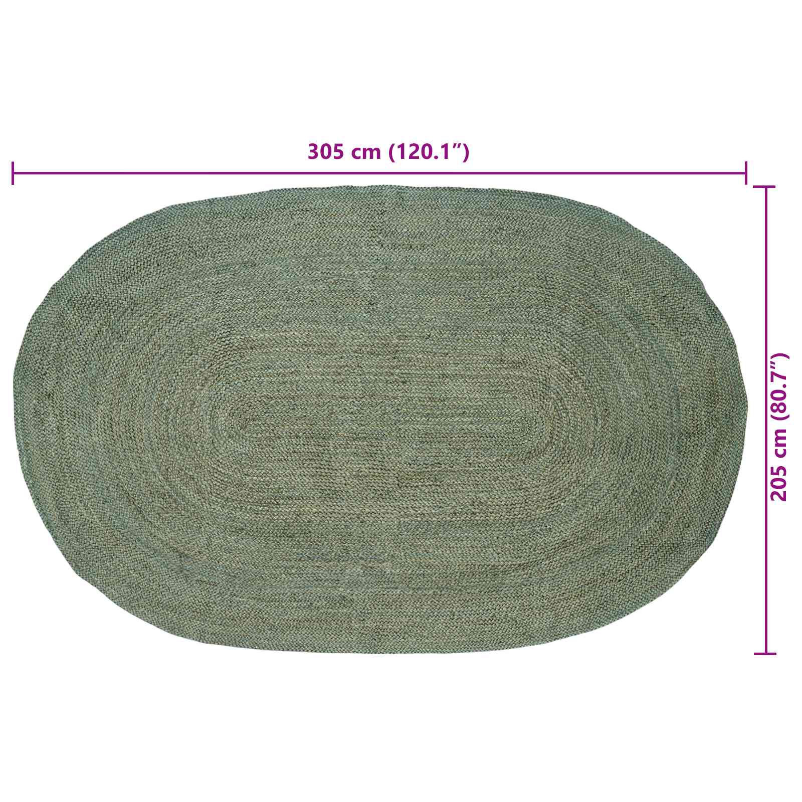 Tappeti per area Verde Oliva 205 x 305 cm Juta