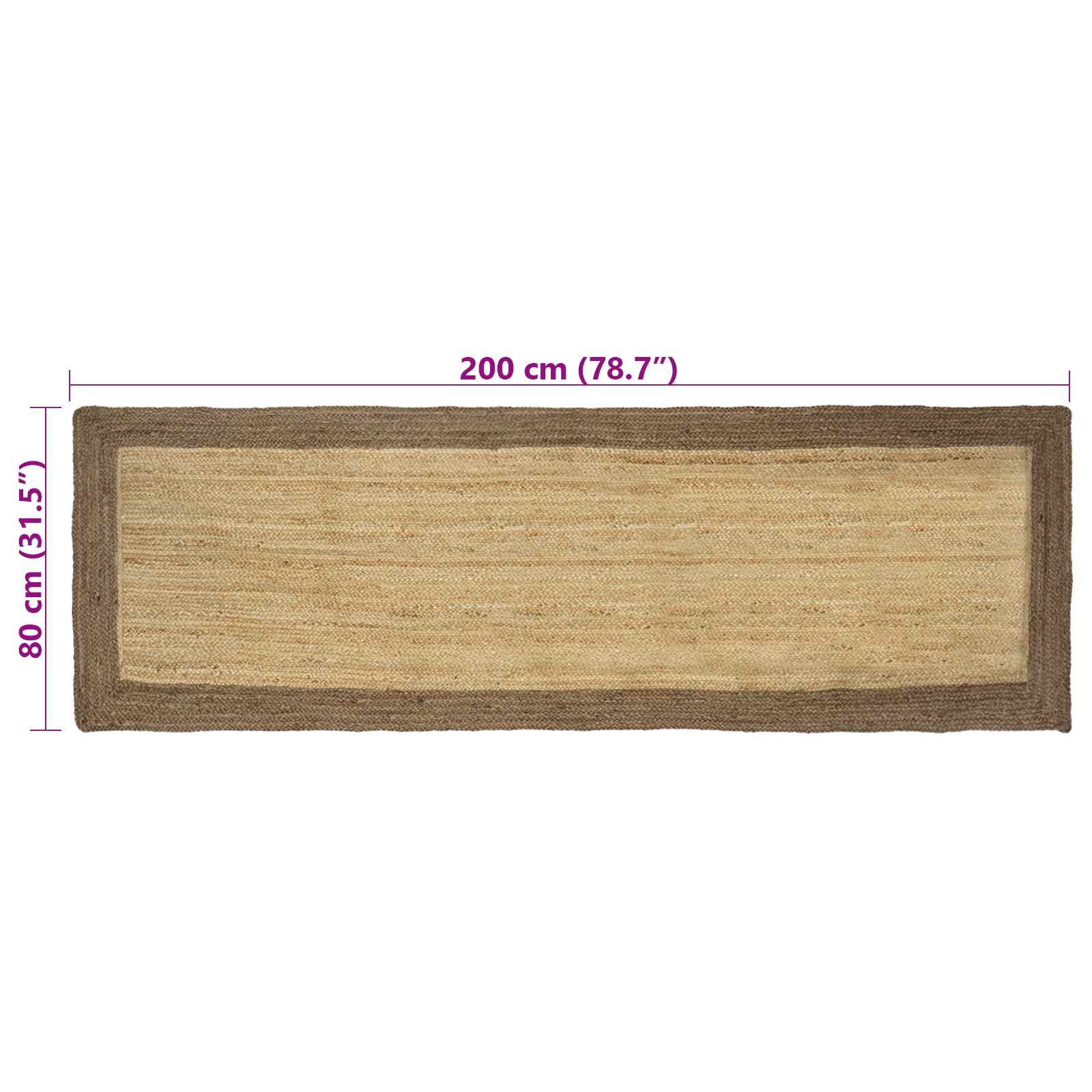 Tappeto da Area Grigio 80 x 200 cm Juta