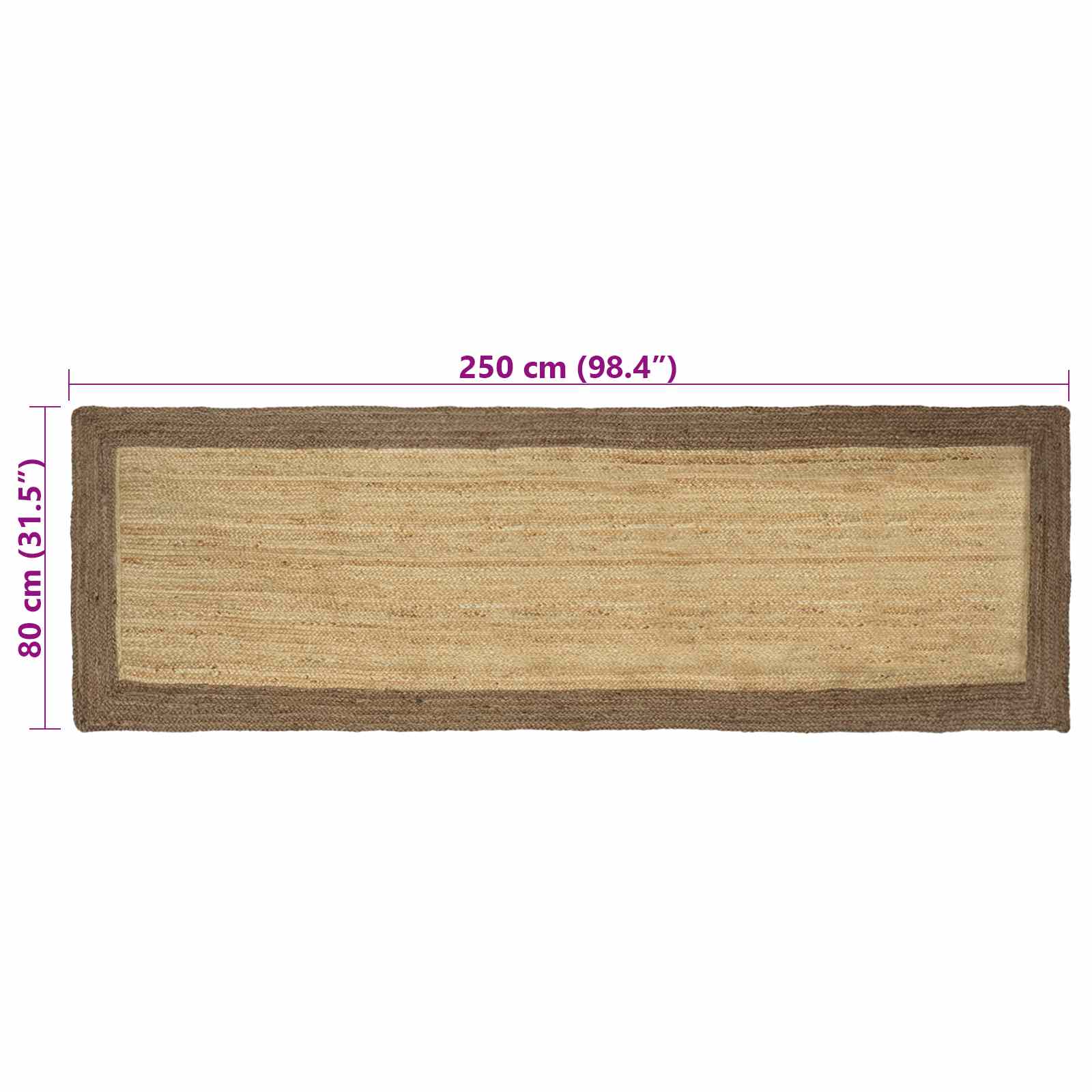 Tappeto da Area Grigio 80 x 250 cm Juta