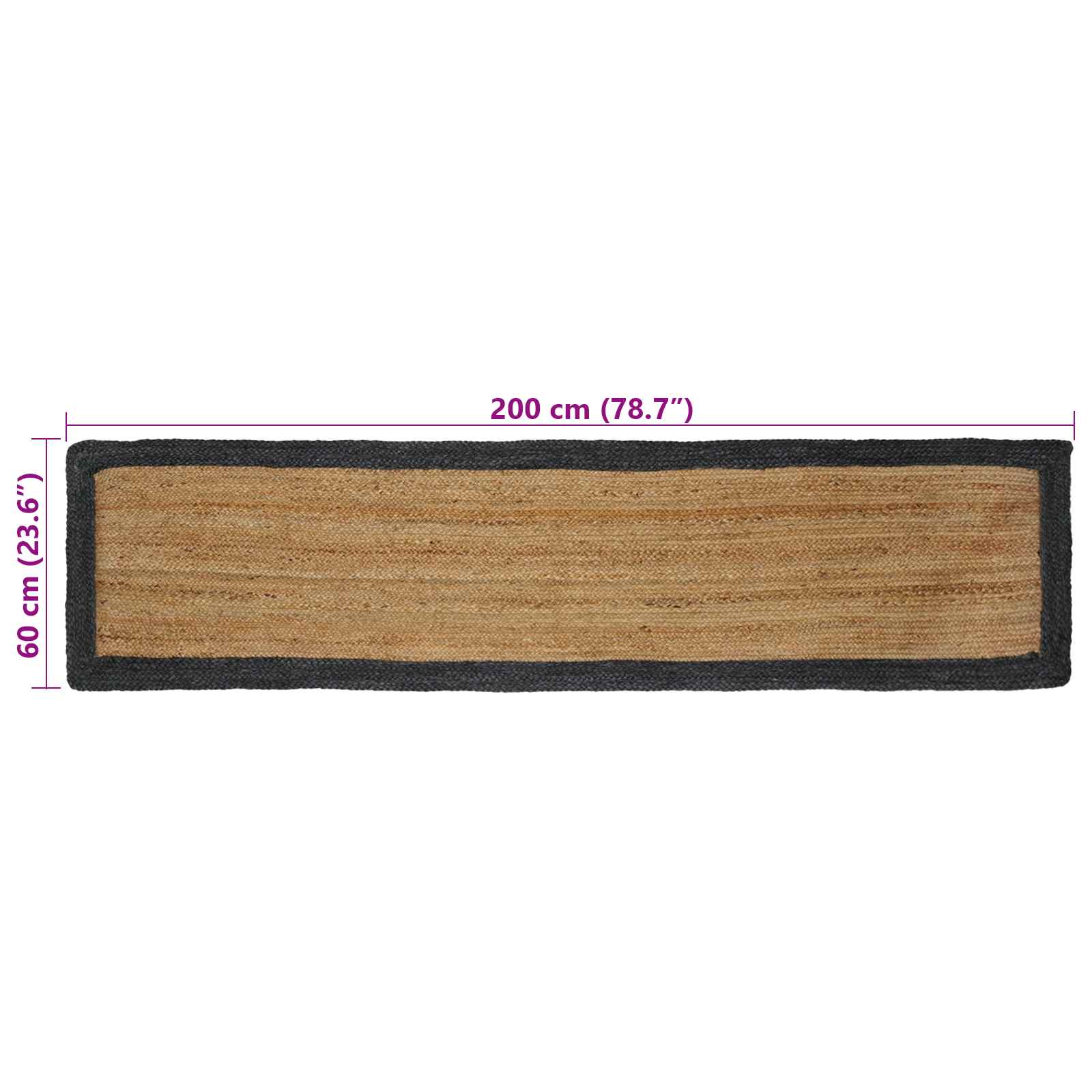 Tappeto da Area Grigio Scuro 60 x 200 cm Juta