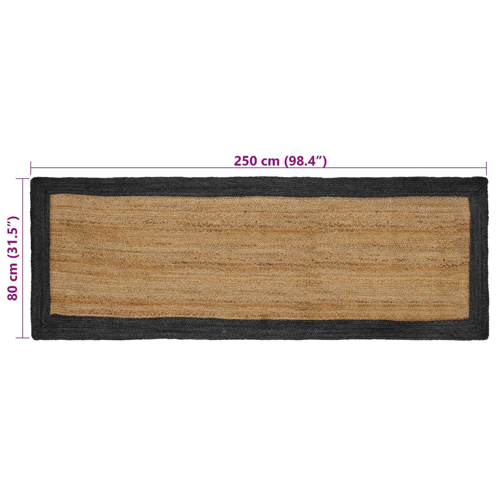 Tappeto da Area Grigio Scuro 80 x 250 cm Juta