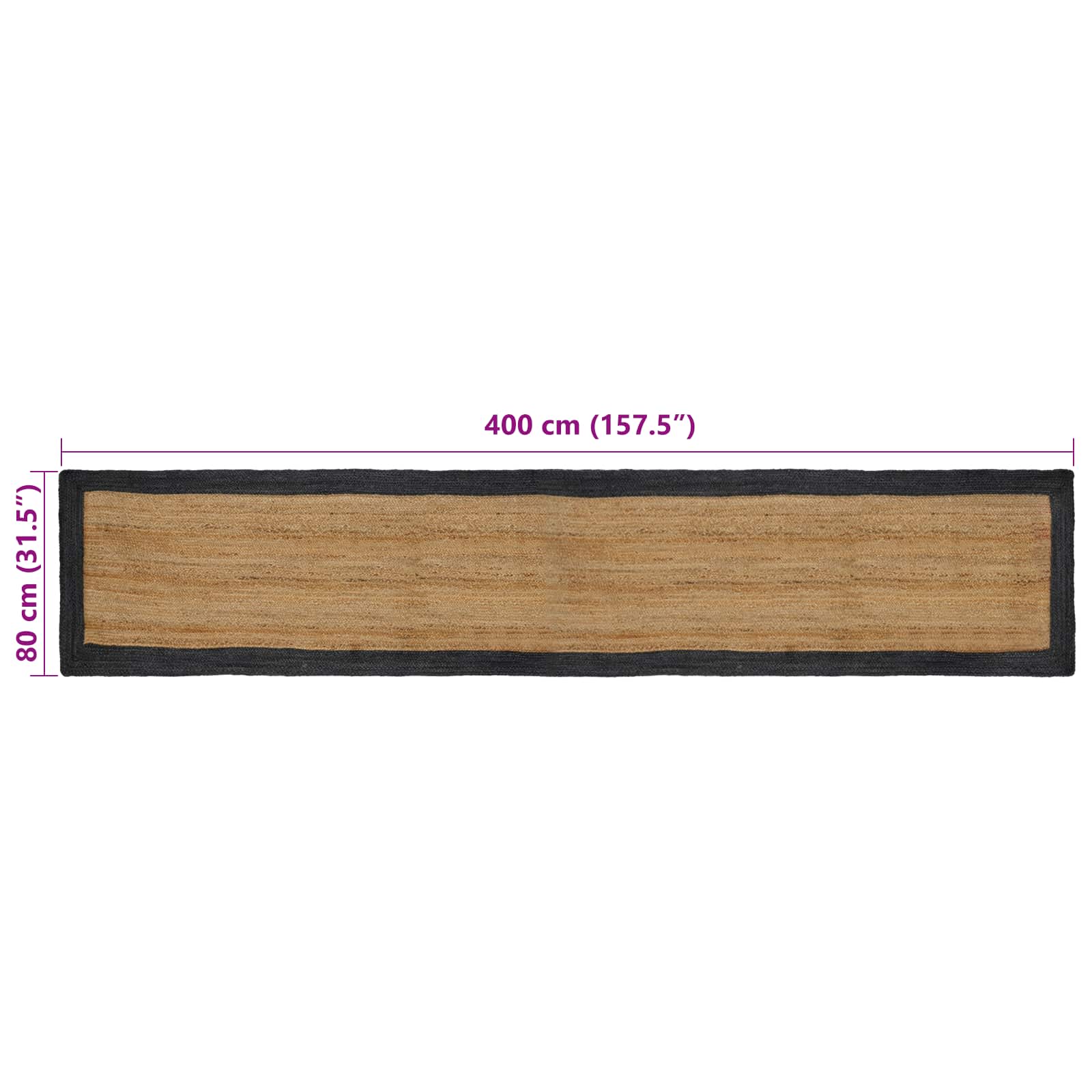 Tappeto da Area Grigio Scuro 80 x 400 cm Juta
