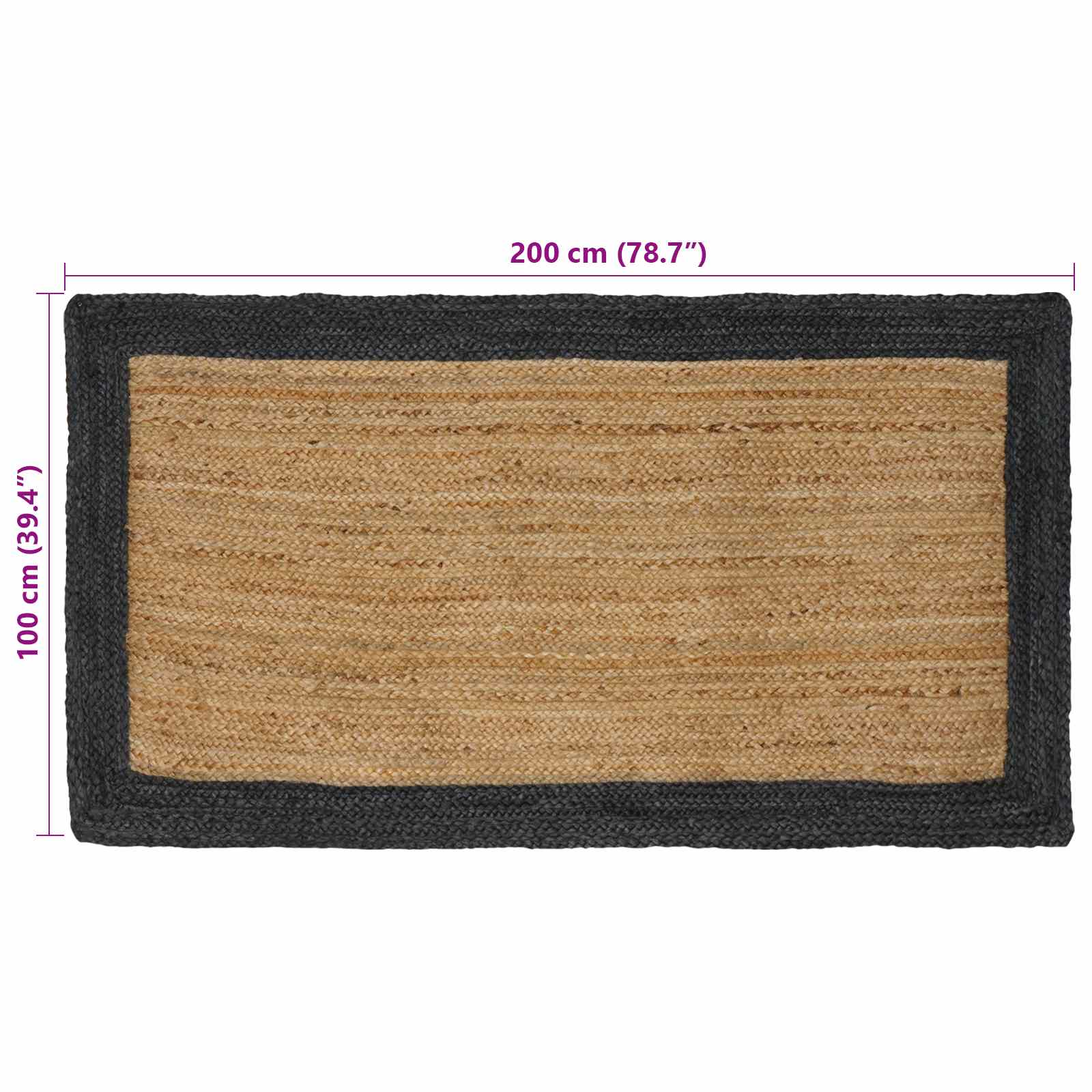 Tappeto da Area Grigio Scuro 100 x 200 cm Juta