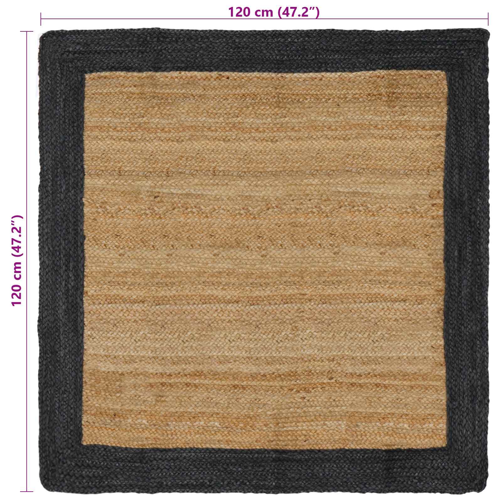 Tappeto da Area Grigio Scuro 120 x 120 cm Juta