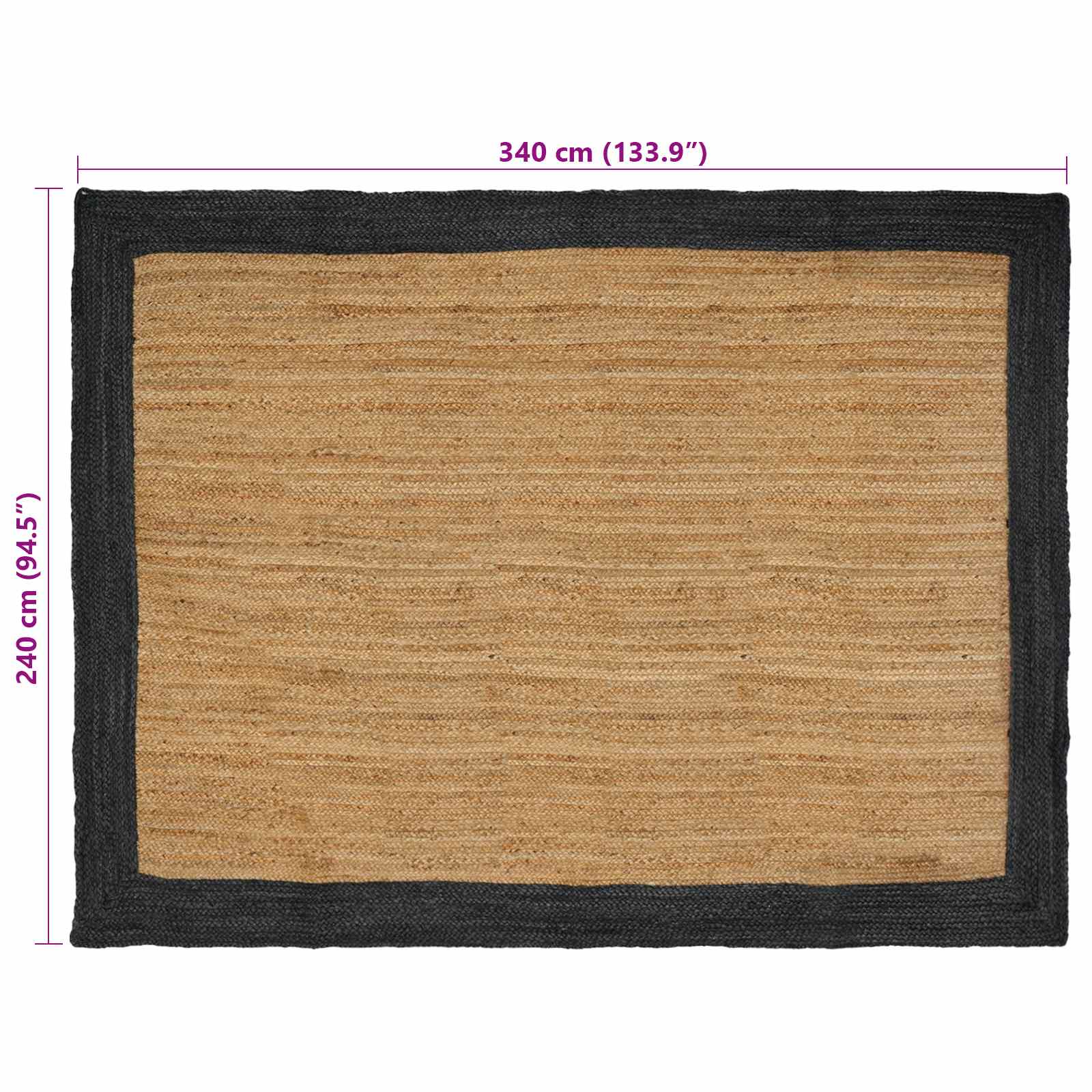 Tappeto da Area Grigio Scuro 240 x 340 cm Juta