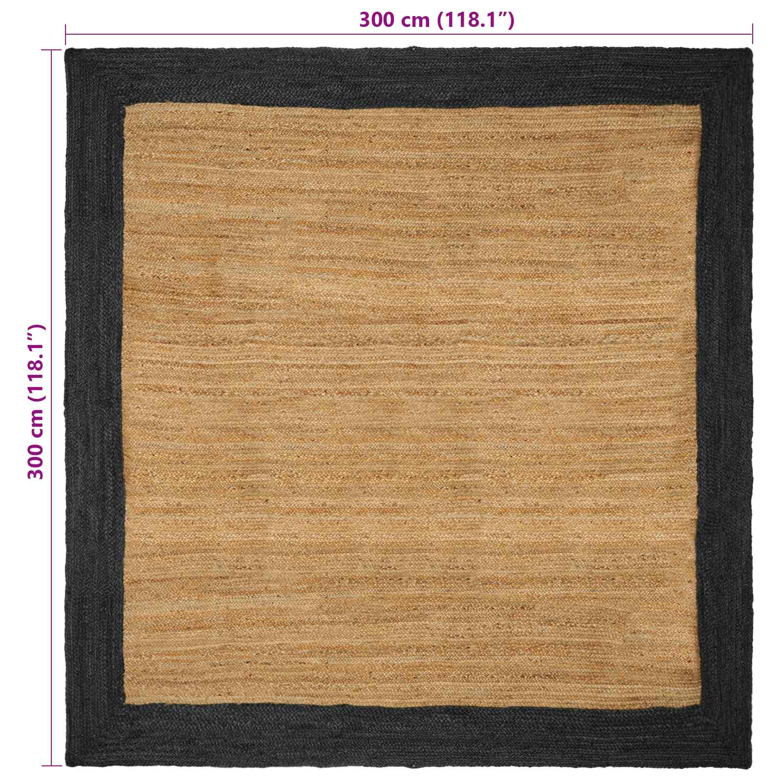 Tappeto da Area Grigio Scuro 300 x 300 cm Juta