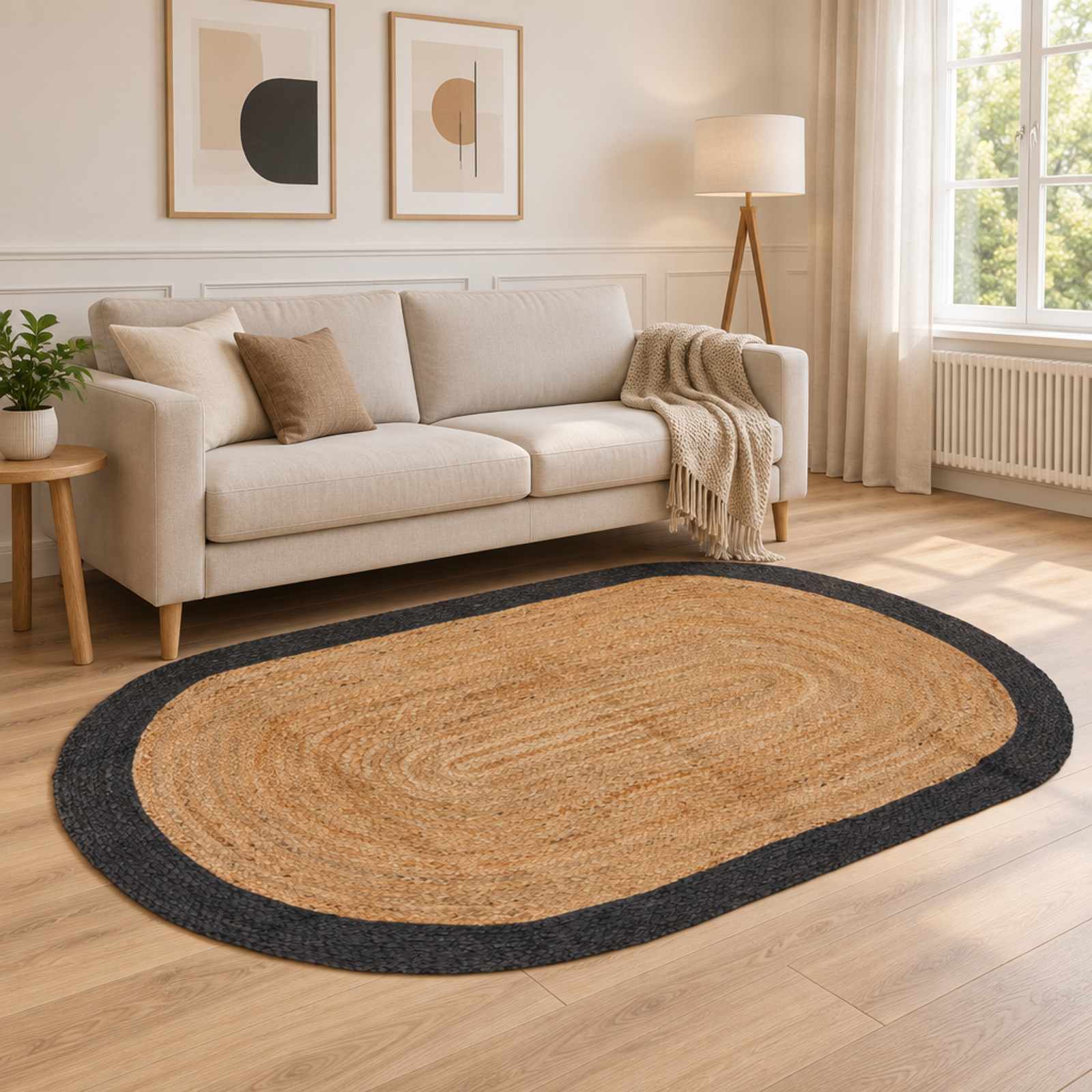 Tappeto da Area Grigio Scuro 152 x 245 cm Juta