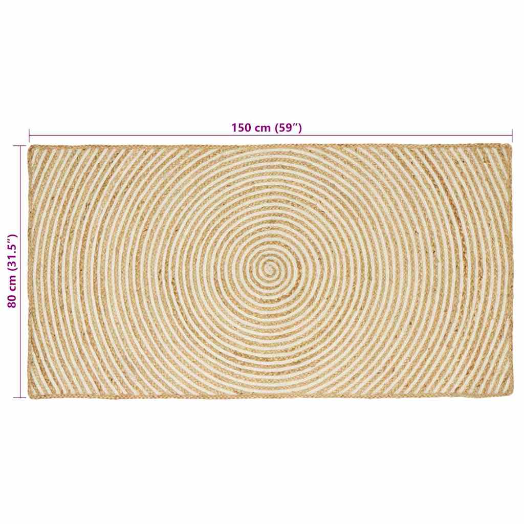 Tappeto da Area Bianco 80 x 150 cm Juta